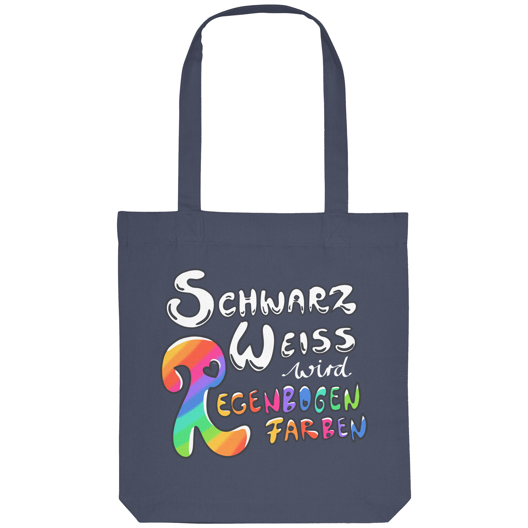 Schwarz Weiß wird Regenbogen Farben Backprint (dunkel) - Organic Tote-Bag