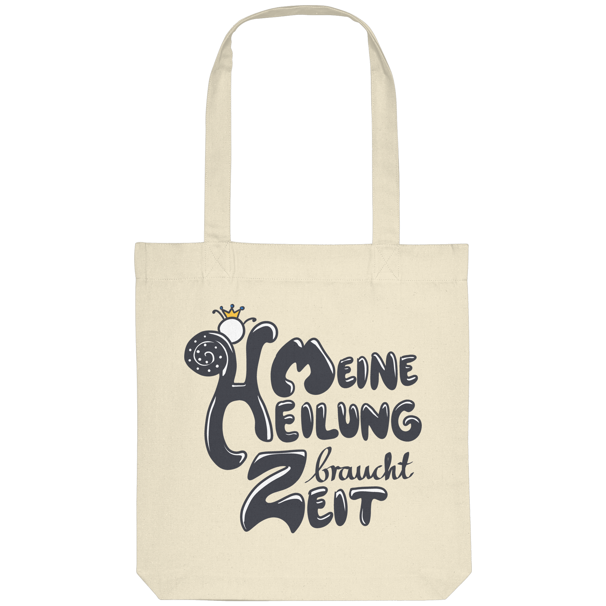 Meine Heilung braucht Zeit "Schwarze Edition" Backprint - Organic Tote-Bag