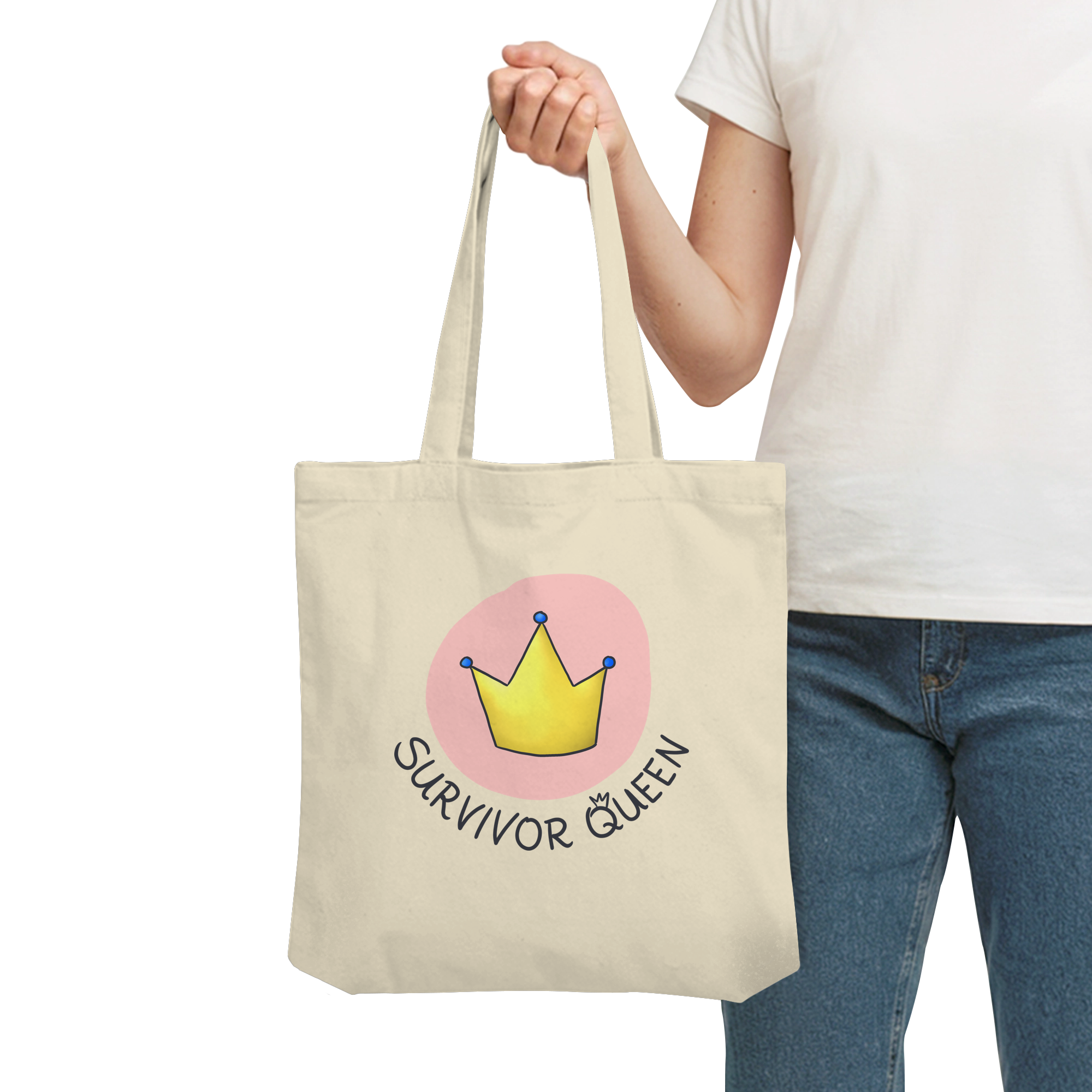 Survivor Queens Logo "Schriftzug Edition" (hell) - Organic Tote-Bag
