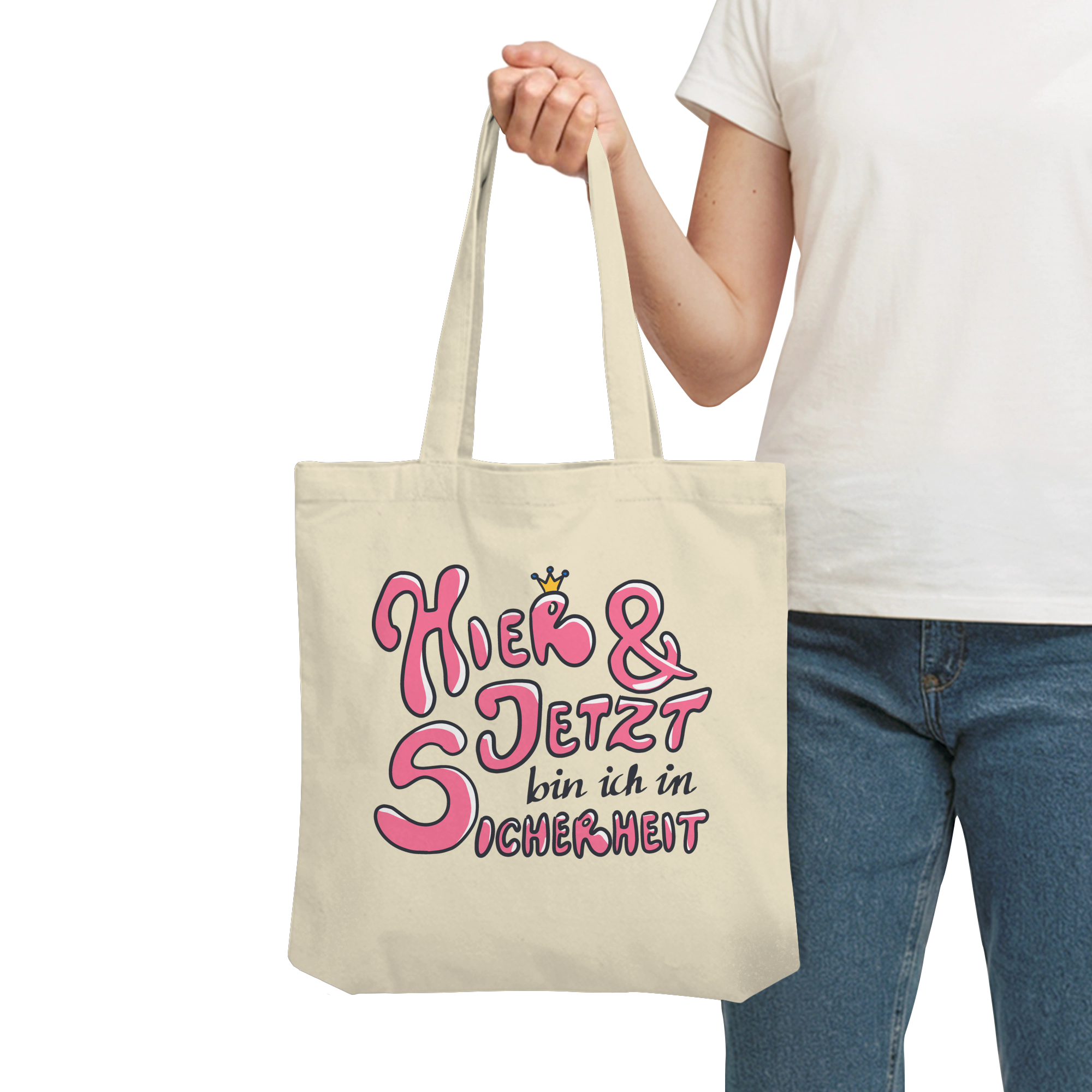 Hier und jetzt bin ich in Sicherheit "Pinke Edition" - Organic Tote-Bag