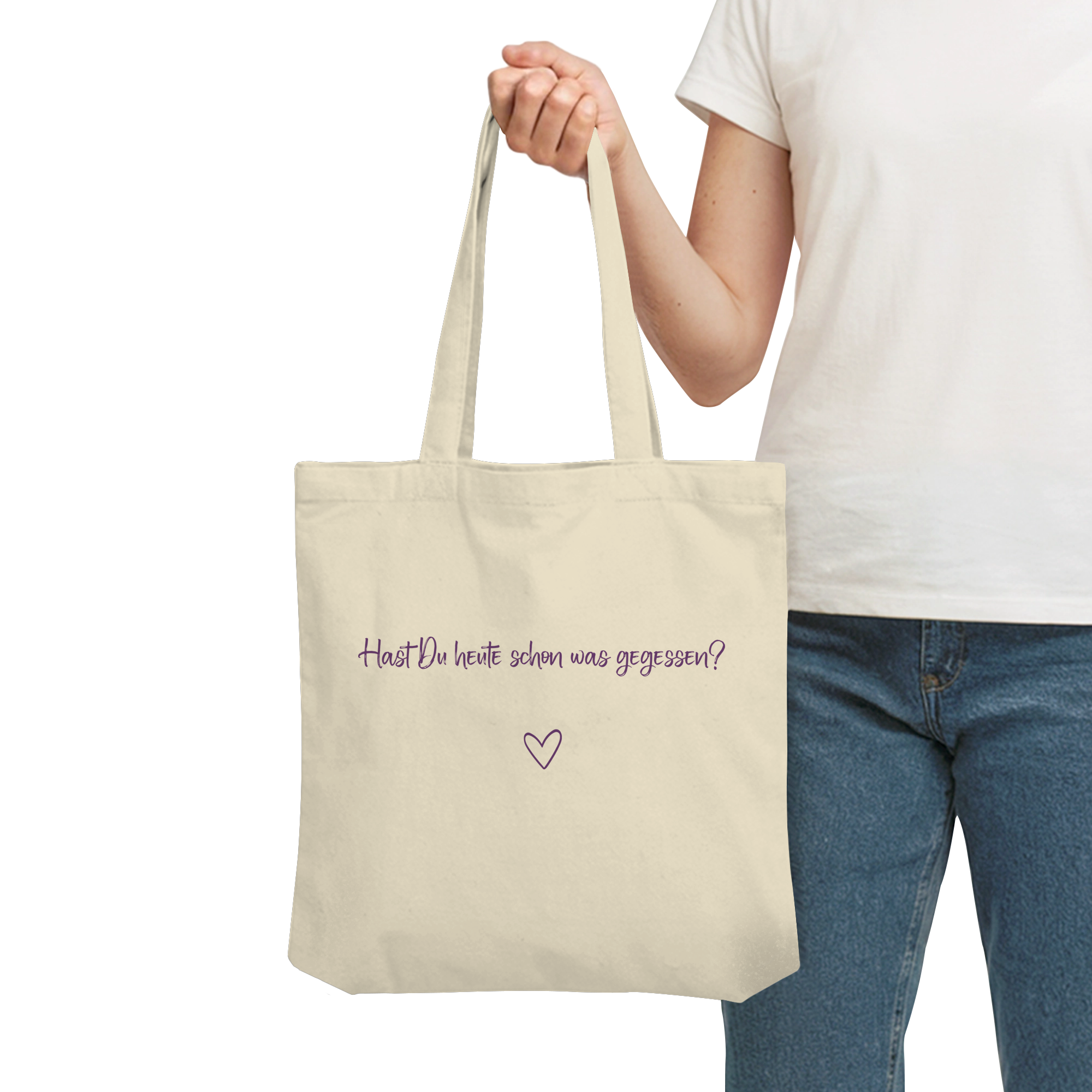 Hast Du heute schon was gegessen? "Lila Herz Edition" - Organic Tote-Bag