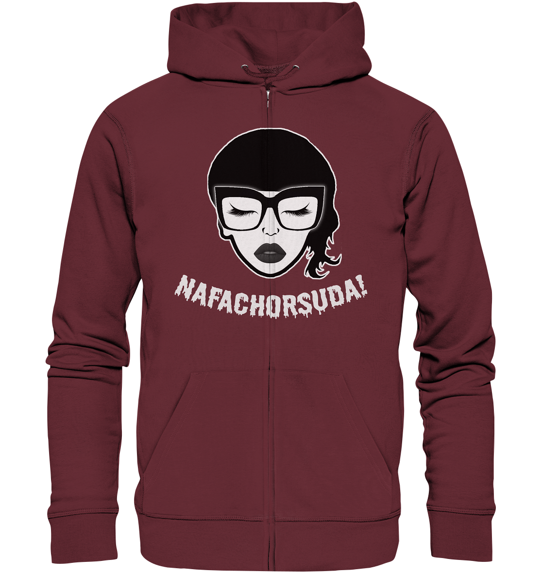 Nafachorsuda! Weiße Schrift - Organic Zipper