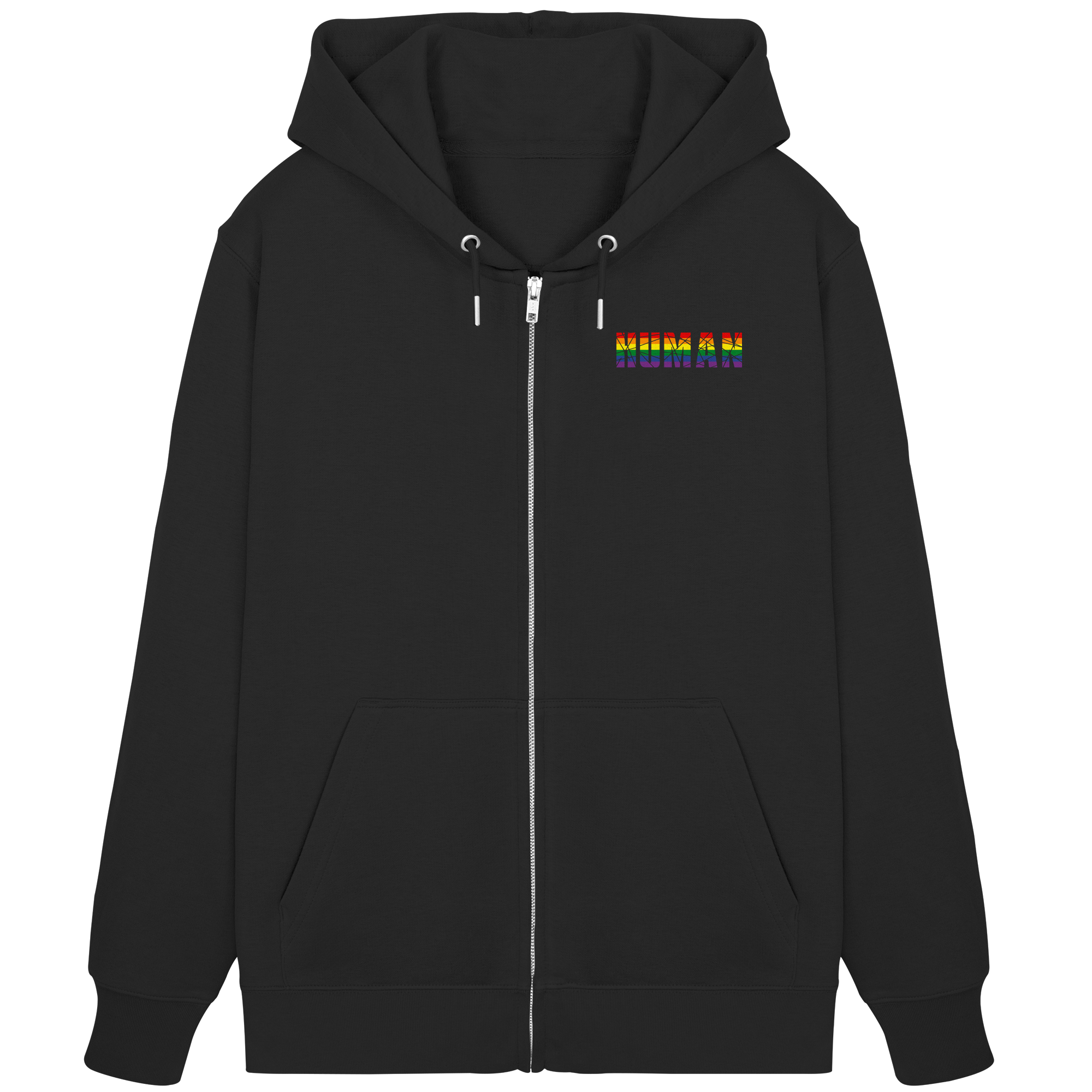 HUMAN in Regenbogen Farben - Organic Zipper