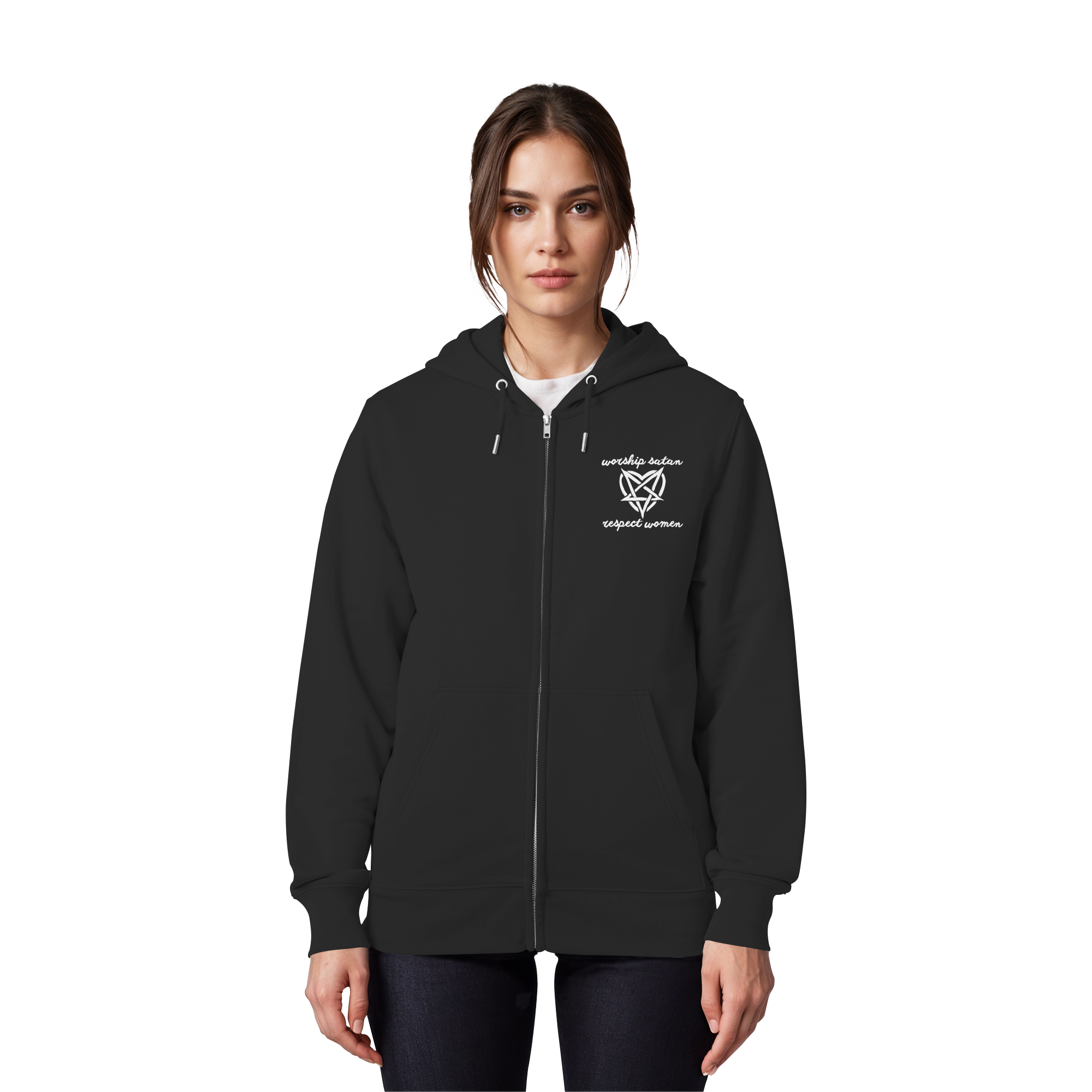 Worship Satan Respect Women - Organic Zipper