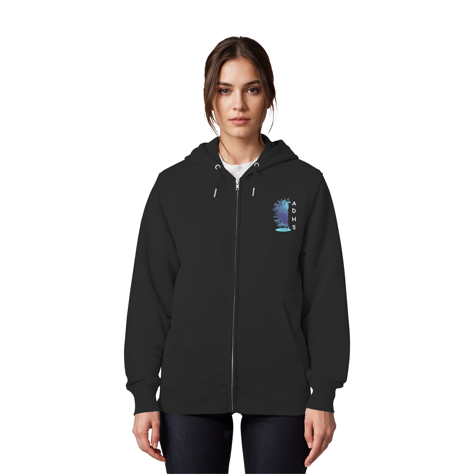 ADHS Ausdrucksvoll Direkt Hilfsbereit Selbstbewusst Backprint - Organic Zipper