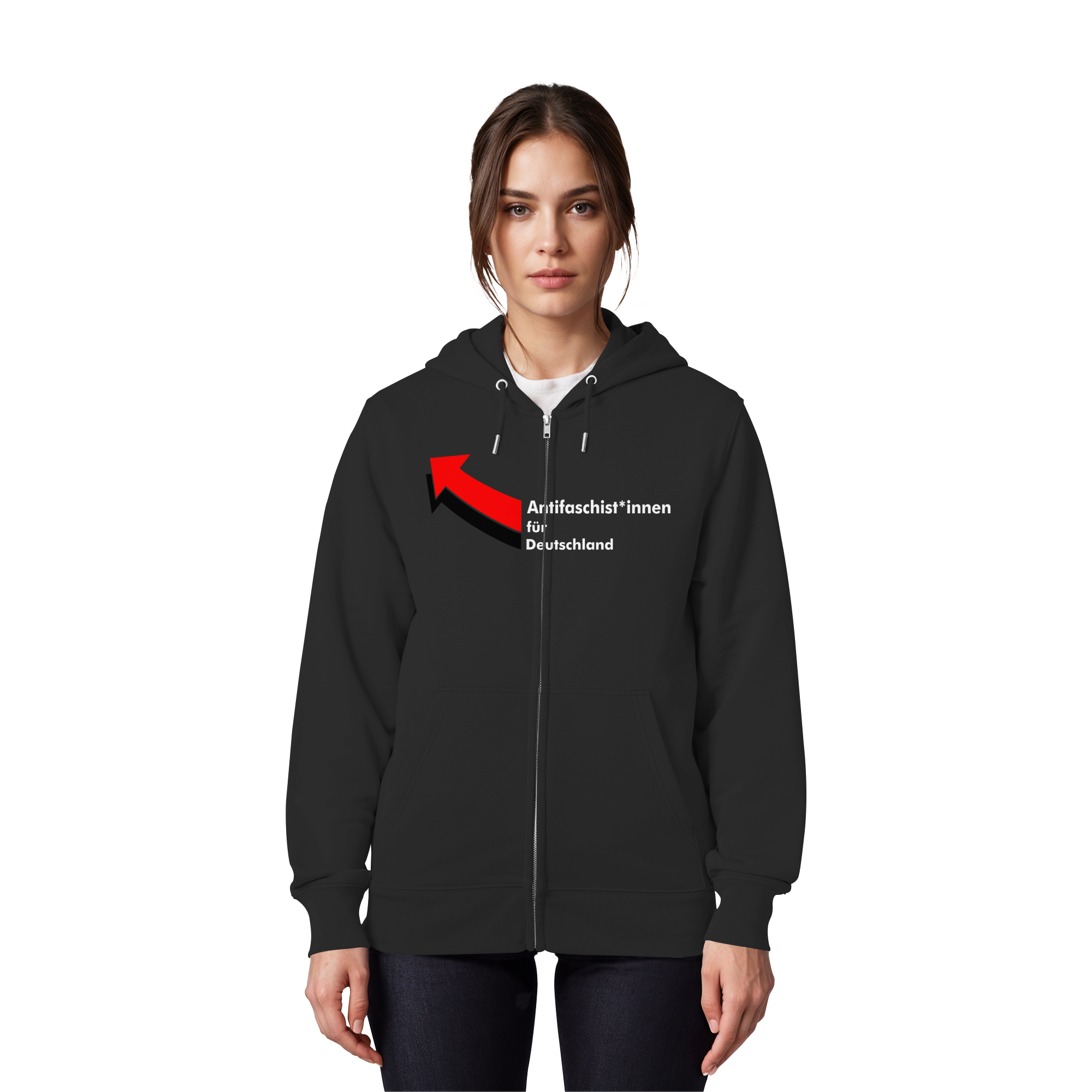 Antifaschist*innen für Deutschland (weiße Schrift) - Organic Zipper