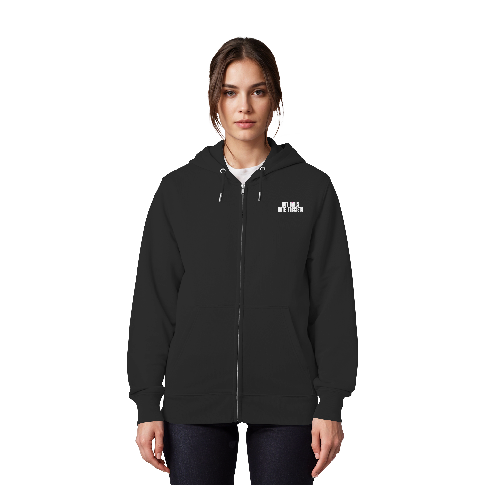 Hot Girls Hate Fascists (dunkel) - Organic Zipper