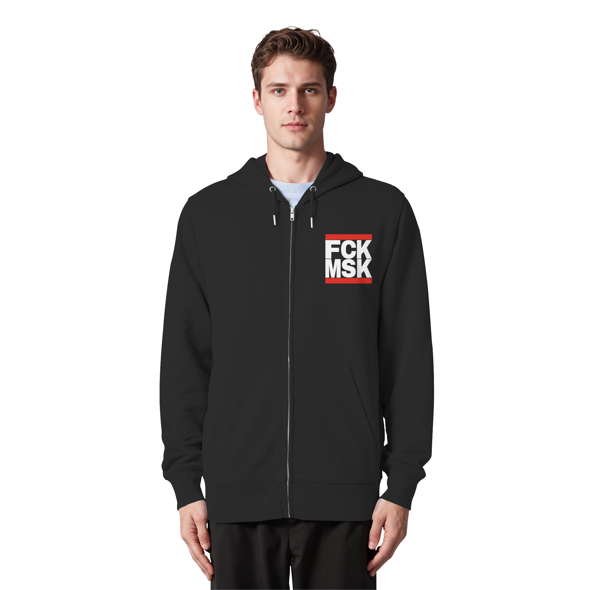 FCK MSK (weiße Schrift) - Organic Zipper