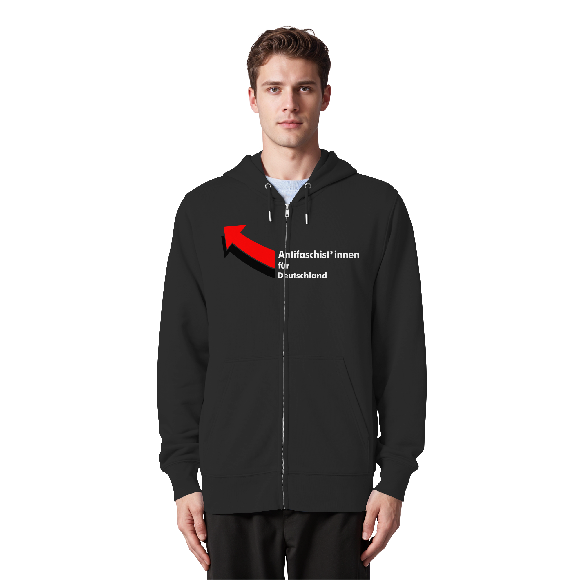 Antifaschist*innen für Deutschland (weiße Schrift) - Organic Zipper