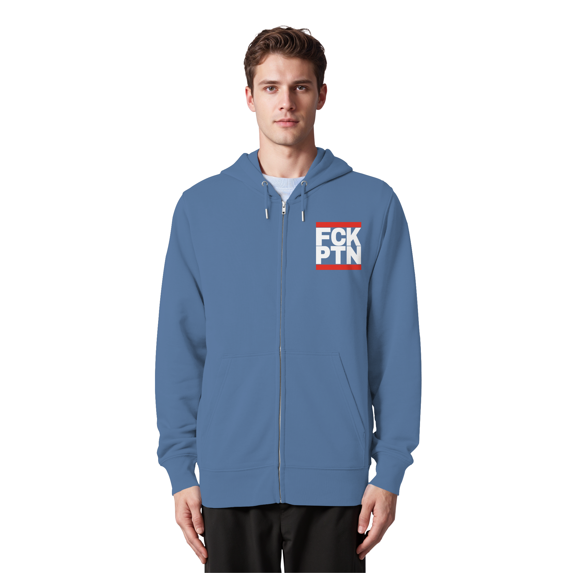 FCK PTN (weiße Schrift) - Organic Zipper