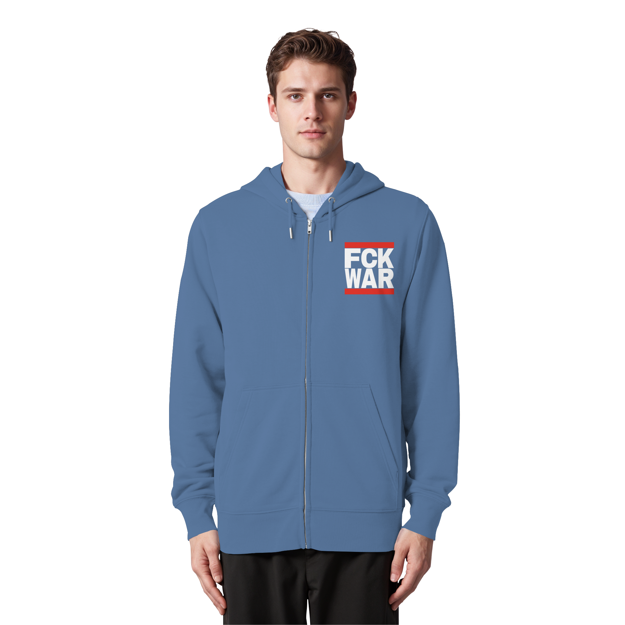 FCK WAR (weiße Schrift) - Organic Zipper