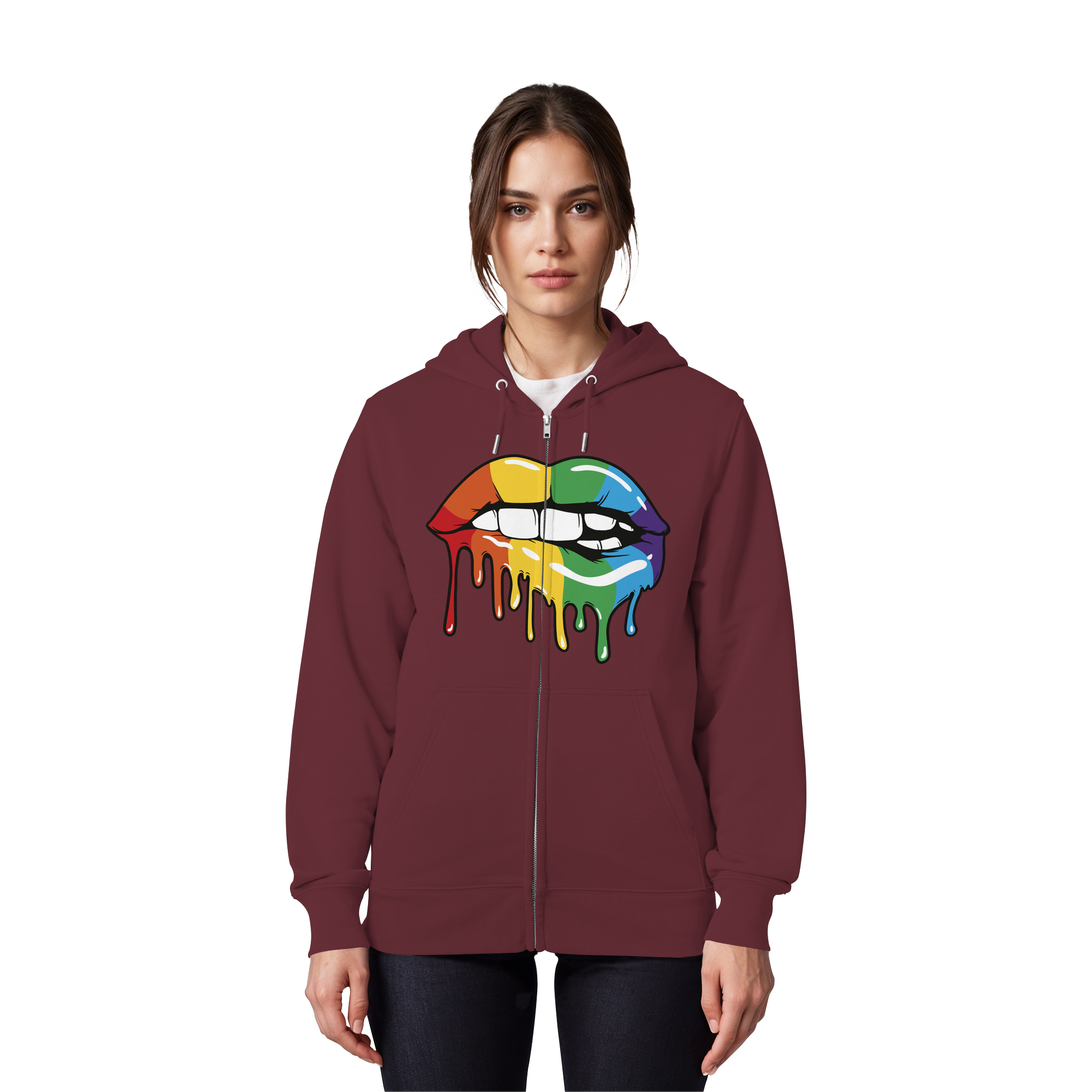 Regenbogen Lippen - Organic Zipper