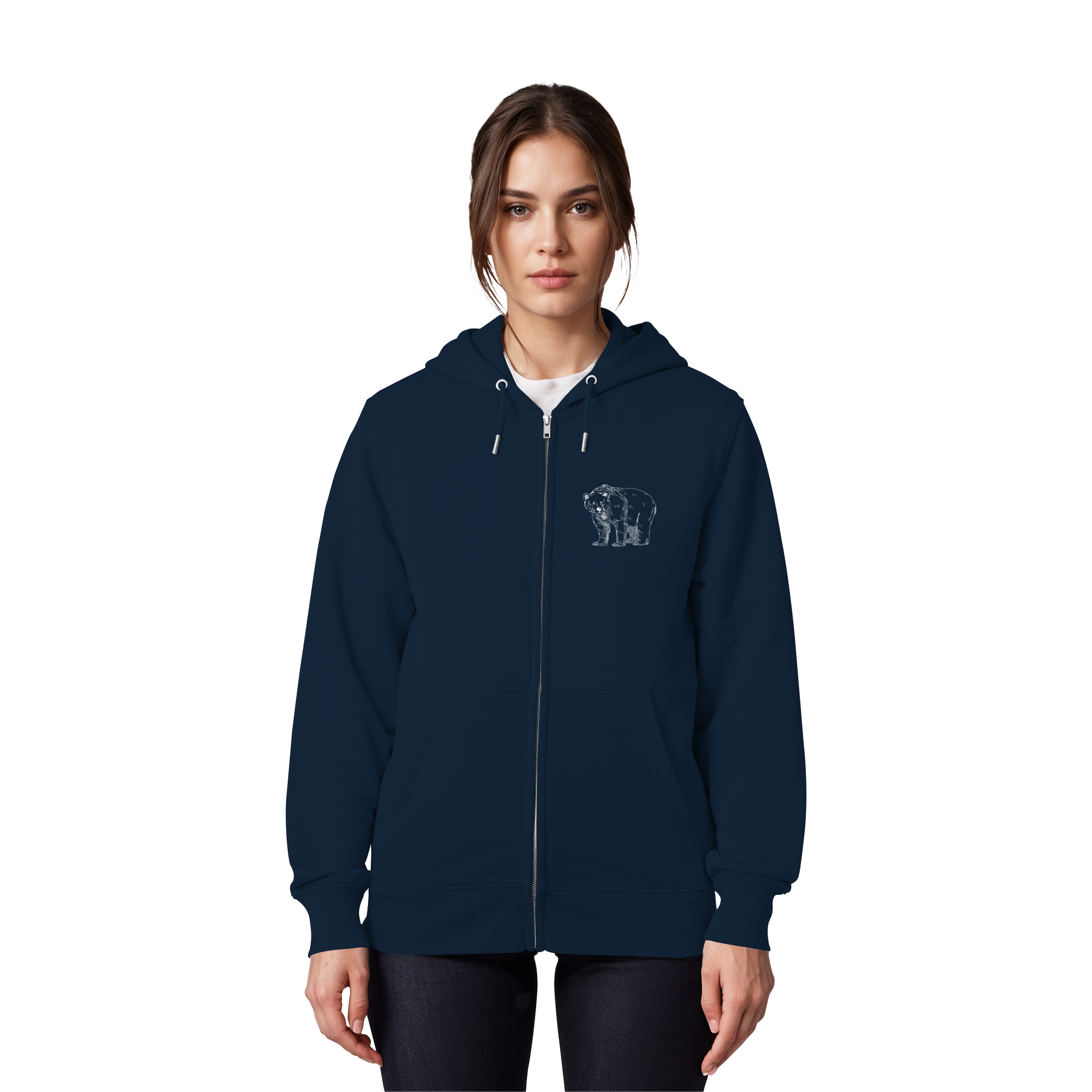 Team Bär Backprint (weiß) - Organic Zipper