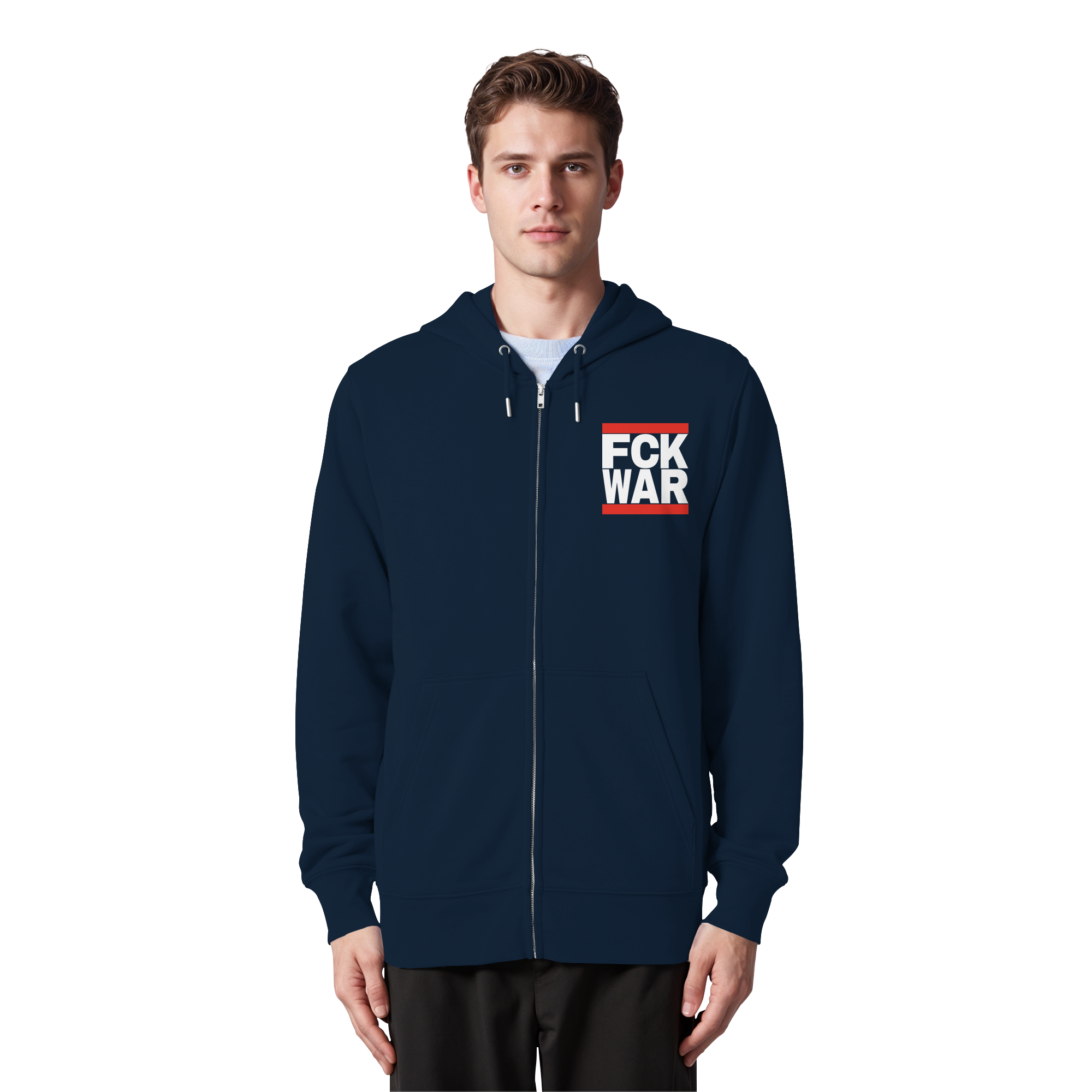 FCK WAR (weiße Schrift) - Organic Zipper