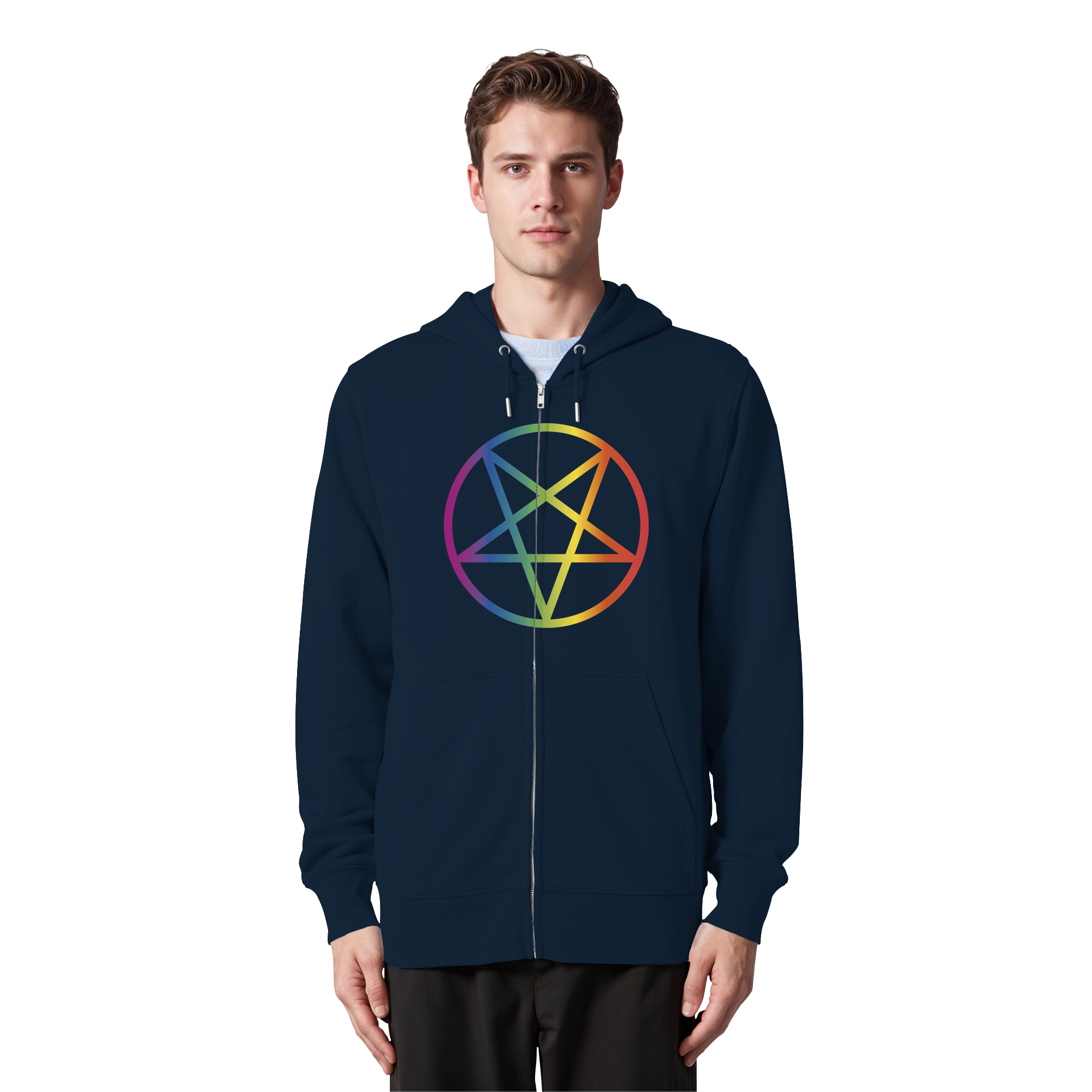 Regenbogen Pentagramm - Organic Zipper