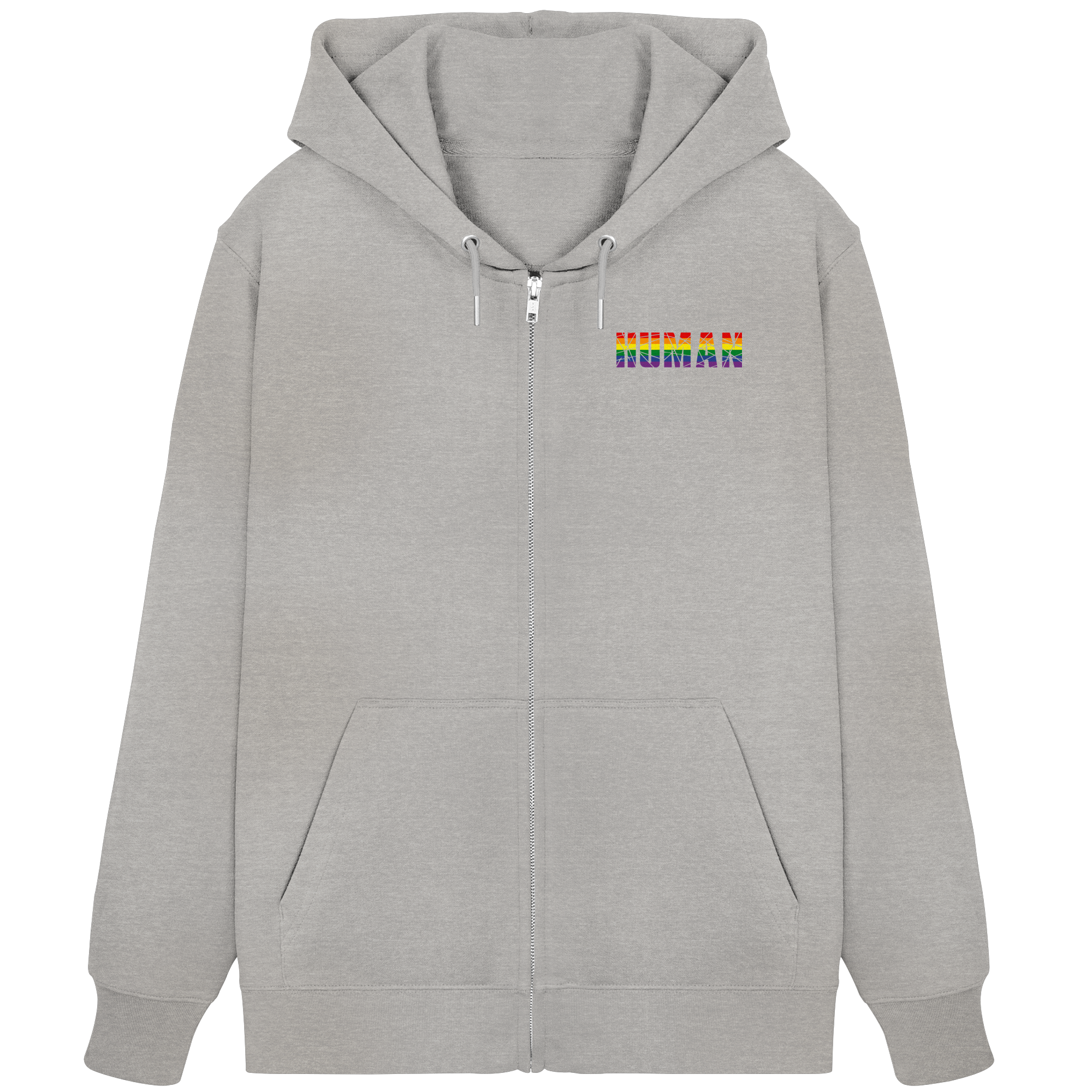 HUMAN in Regenbogen Farben - Organic Zipper