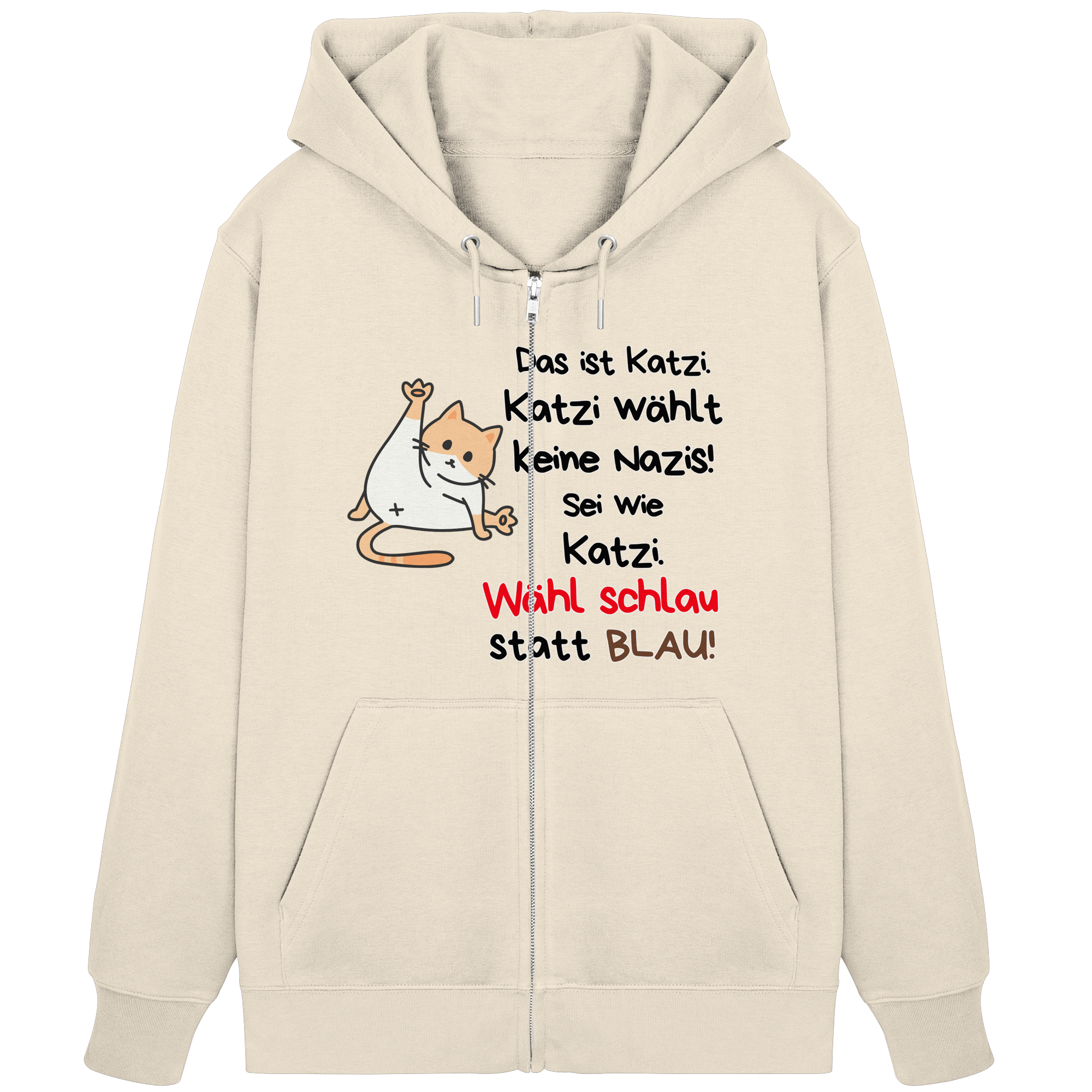 Katzi wählt keine Nazis! - Organic Zipper