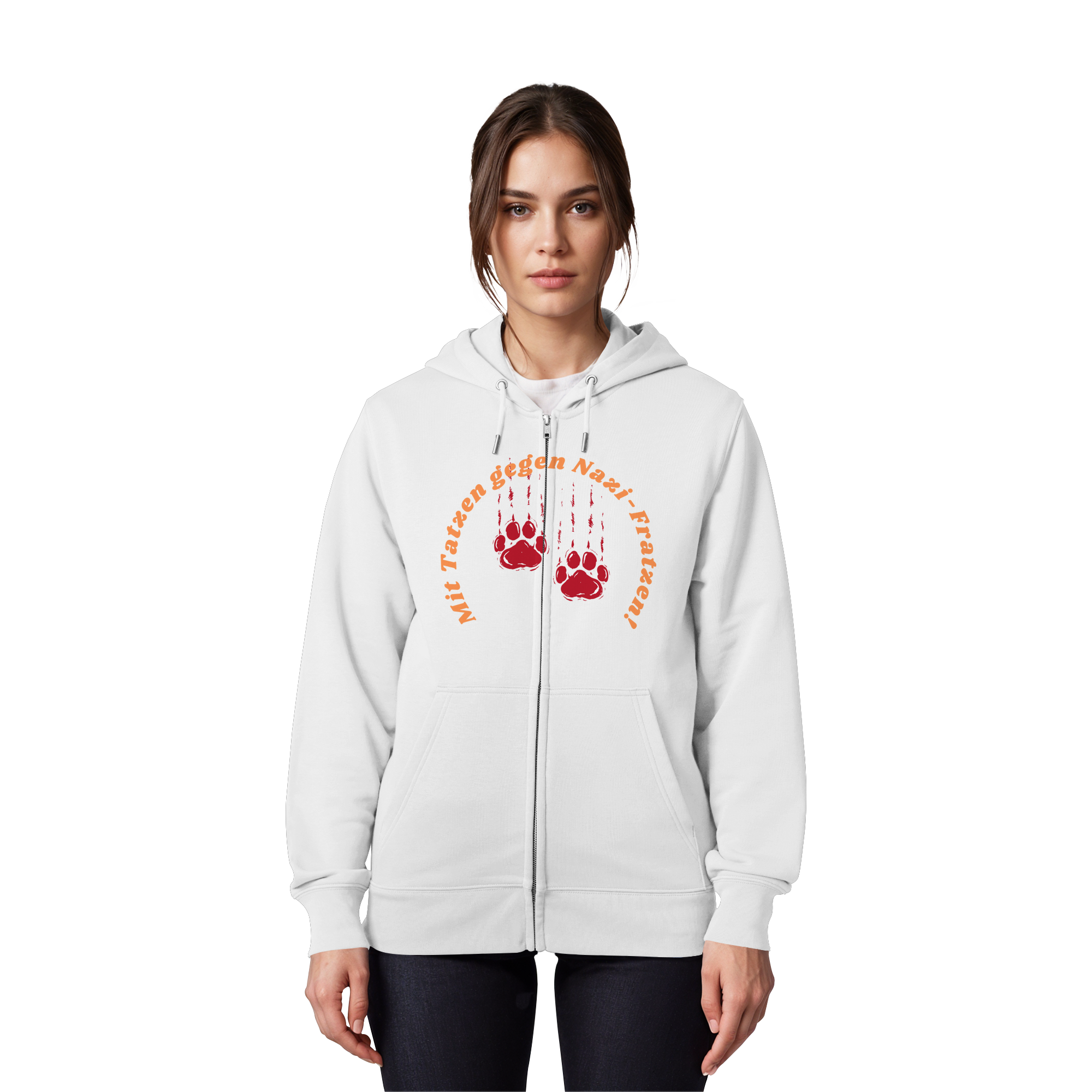 Mit Tatzen gegen Nazi Fratzen - Organic Zipper