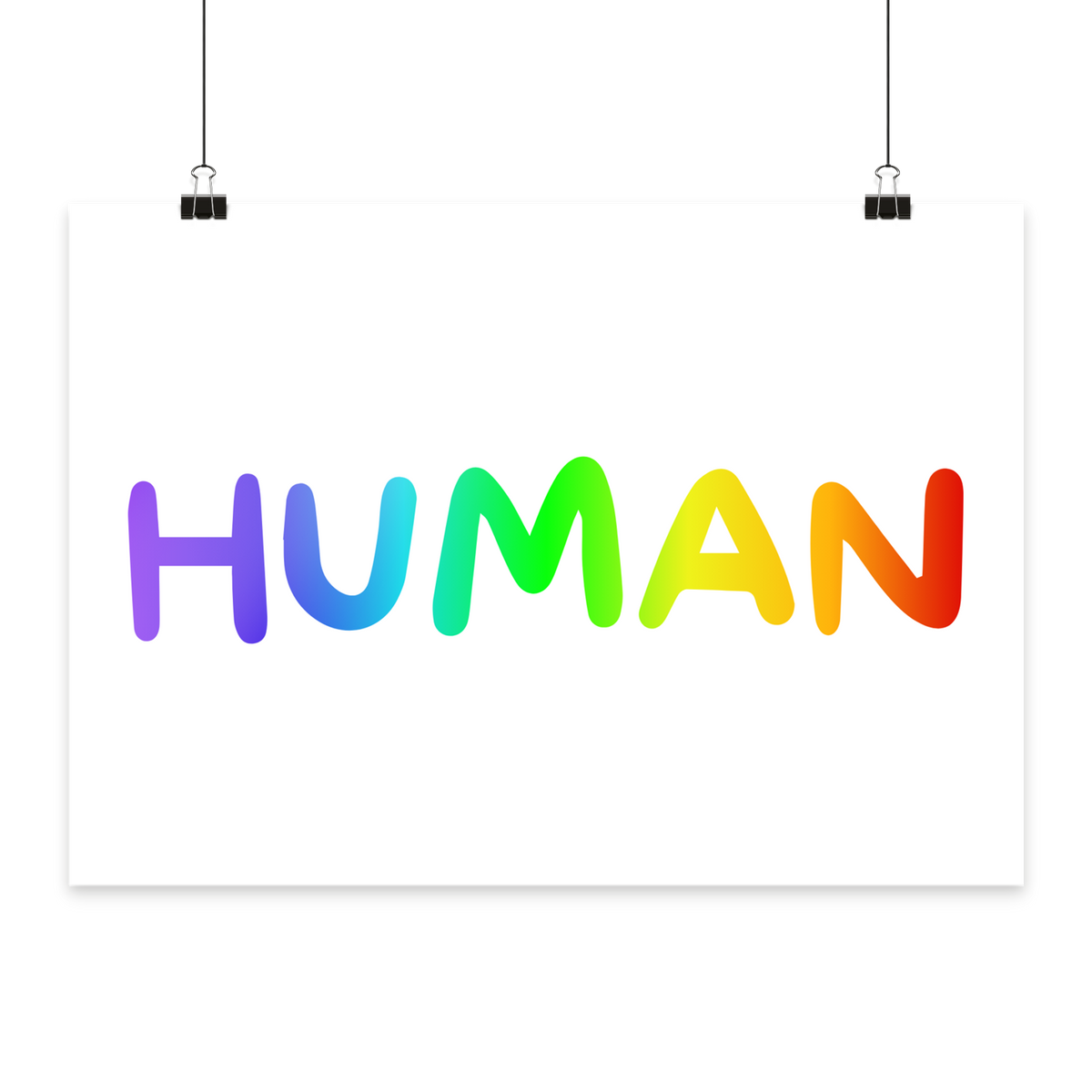 HUMAN in Regenbogen Farben "Bubble Edition" - Poster Din A4 (quer)