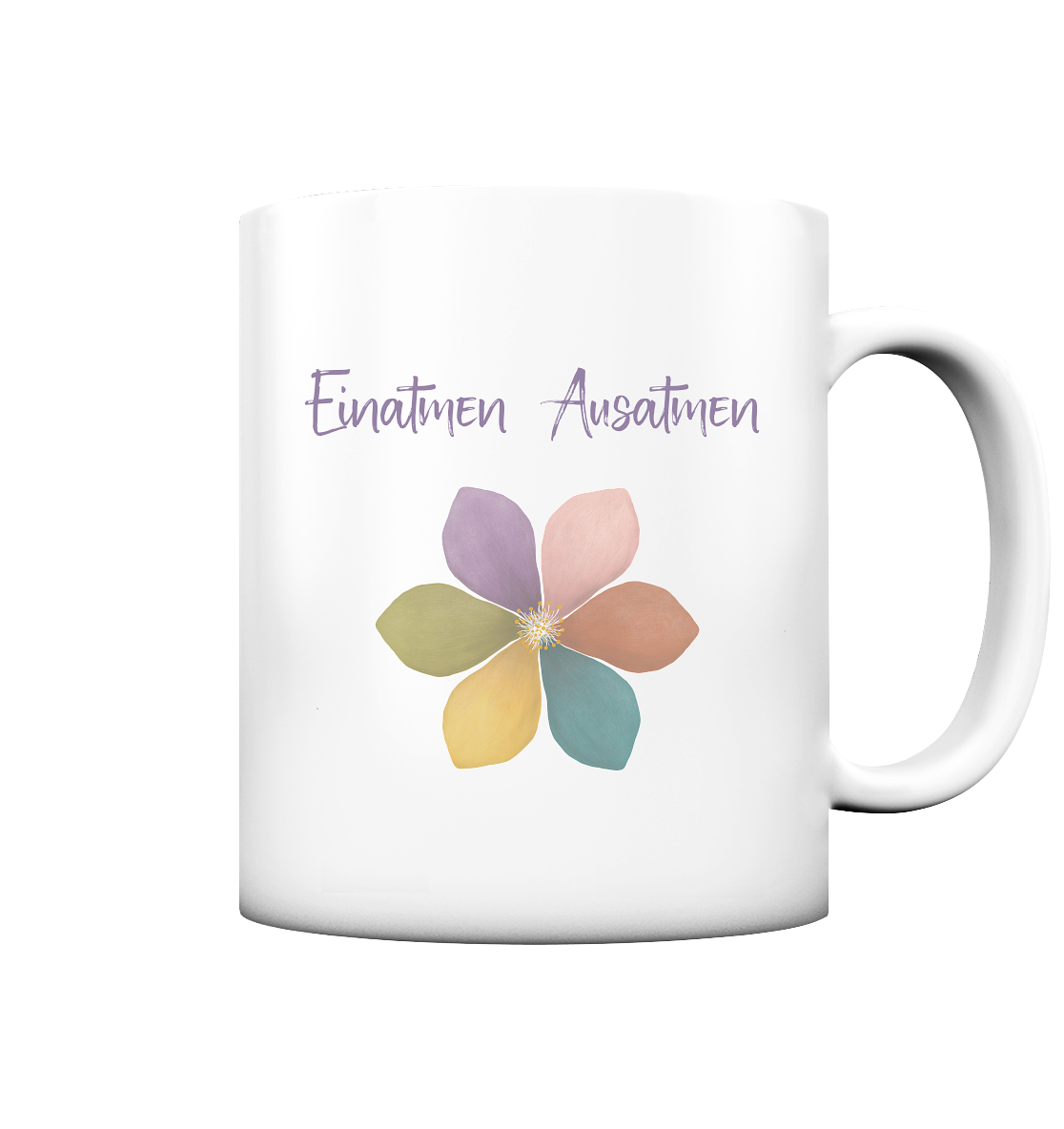 Einatmen Ausatmen "Achtsamkeitsblüte Edition" - Tasse matt