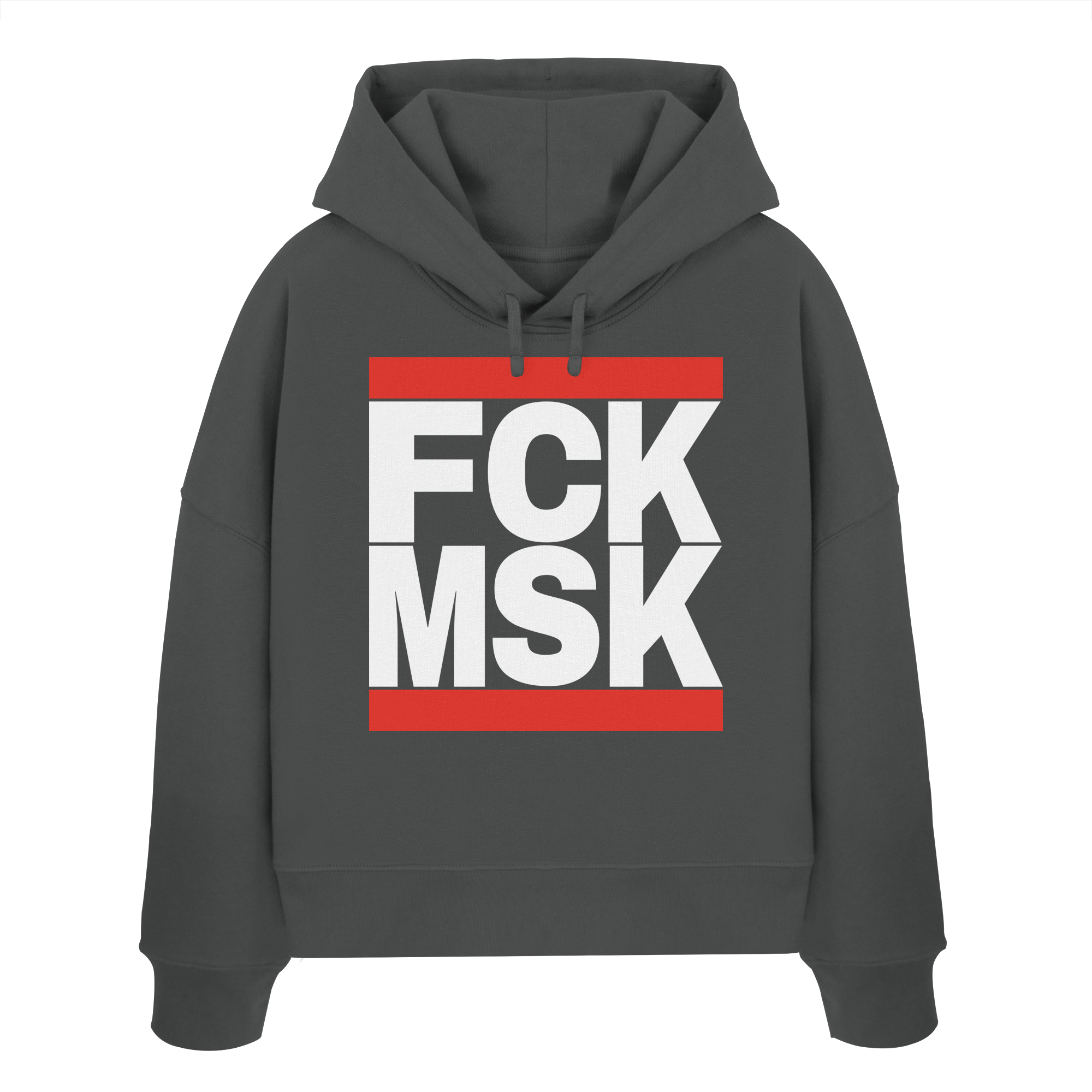 FCK MSK (weiße Schrift) - "Frauen" Boxcut Hoodie