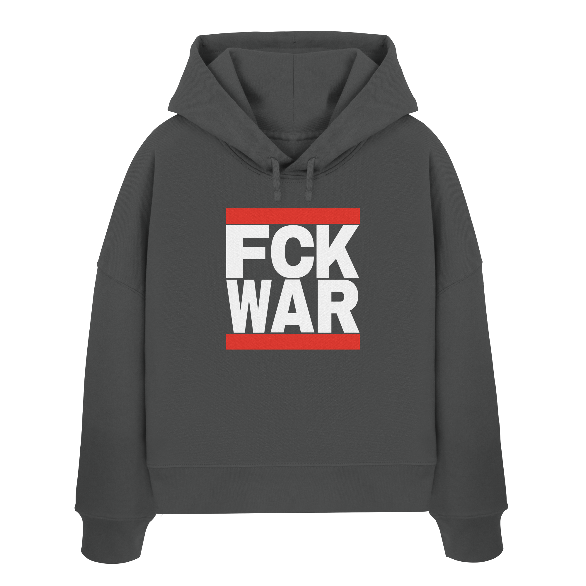 FCK WAR (weiße Schrift) - Womens Organic Boxcut Hoodie