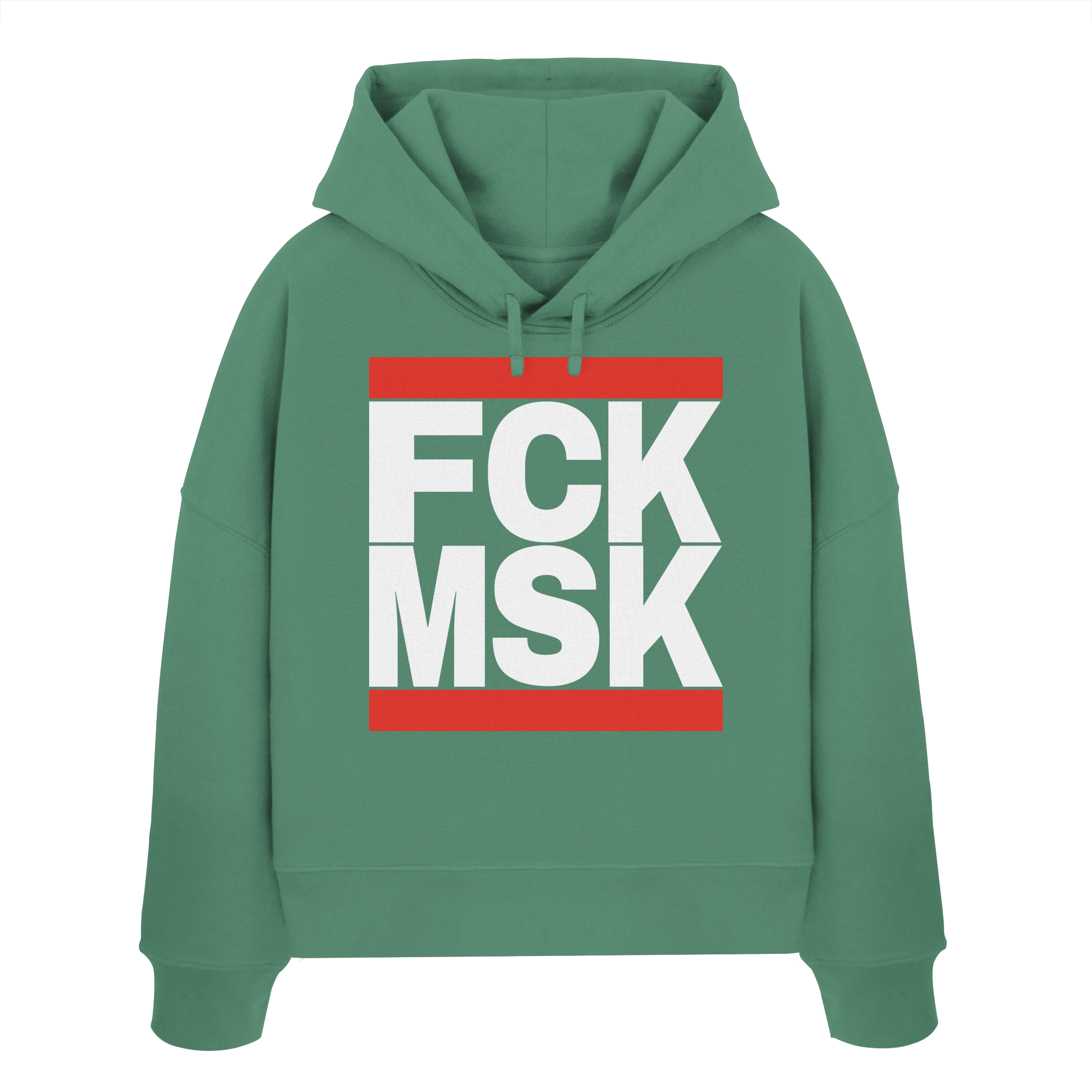 FCK MSK (weiße Schrift) - "Frauen" Boxcut Hoodie