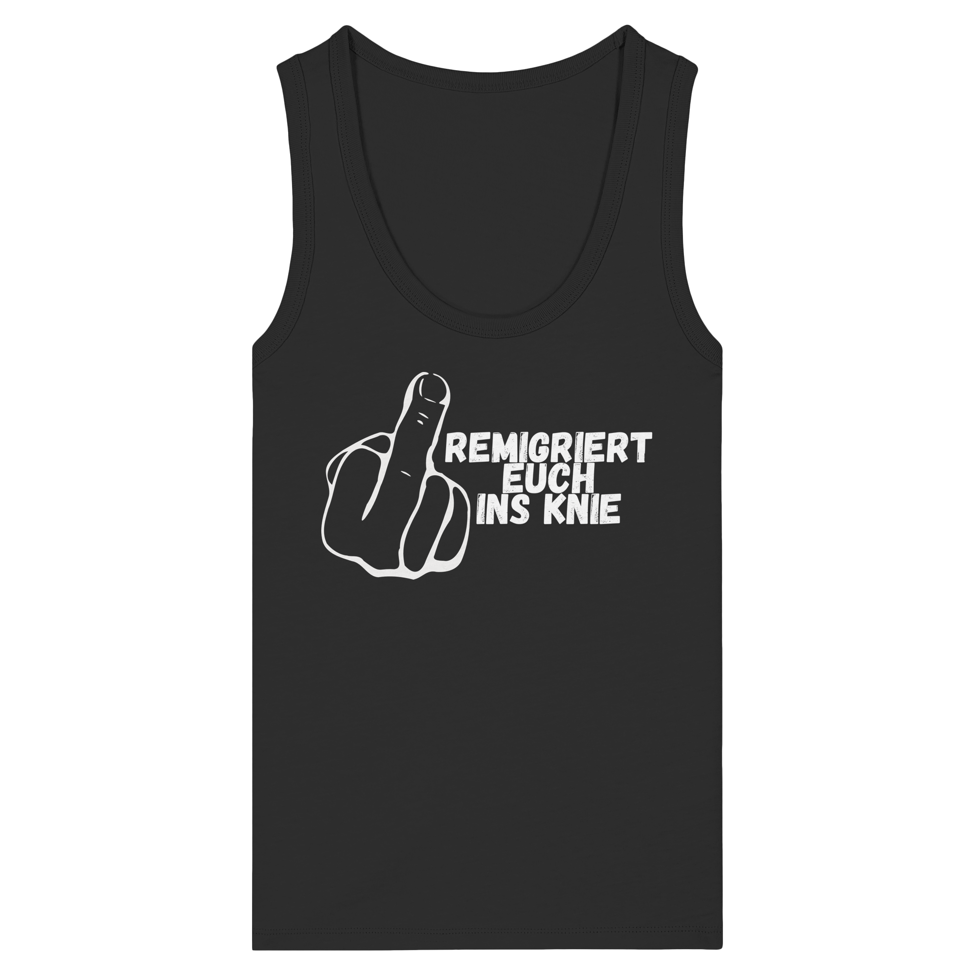 Remigriert Euch ins Knie "Mittelfinger Edition" - Womens Organic Fitted Tank Top