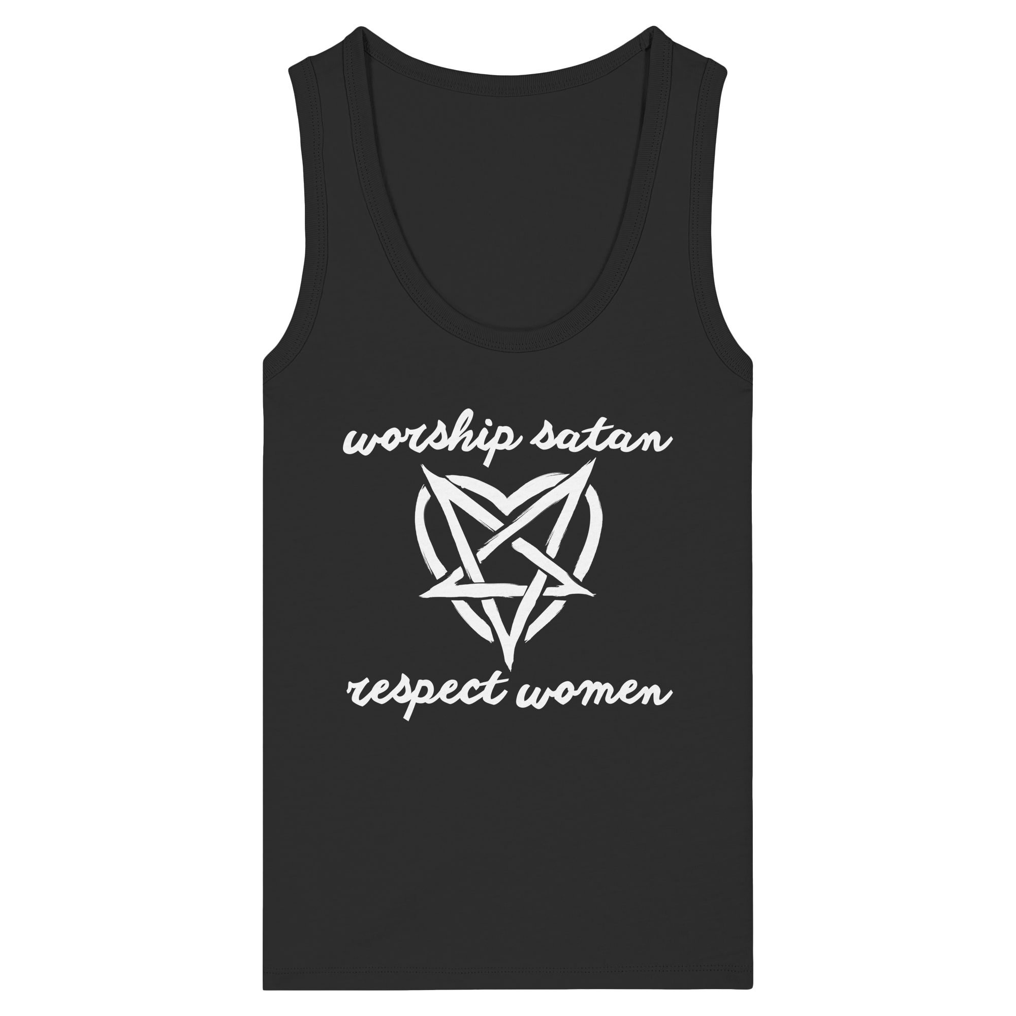 Worship Satan Respect Women - Womens Organic Fitted Tank Top
