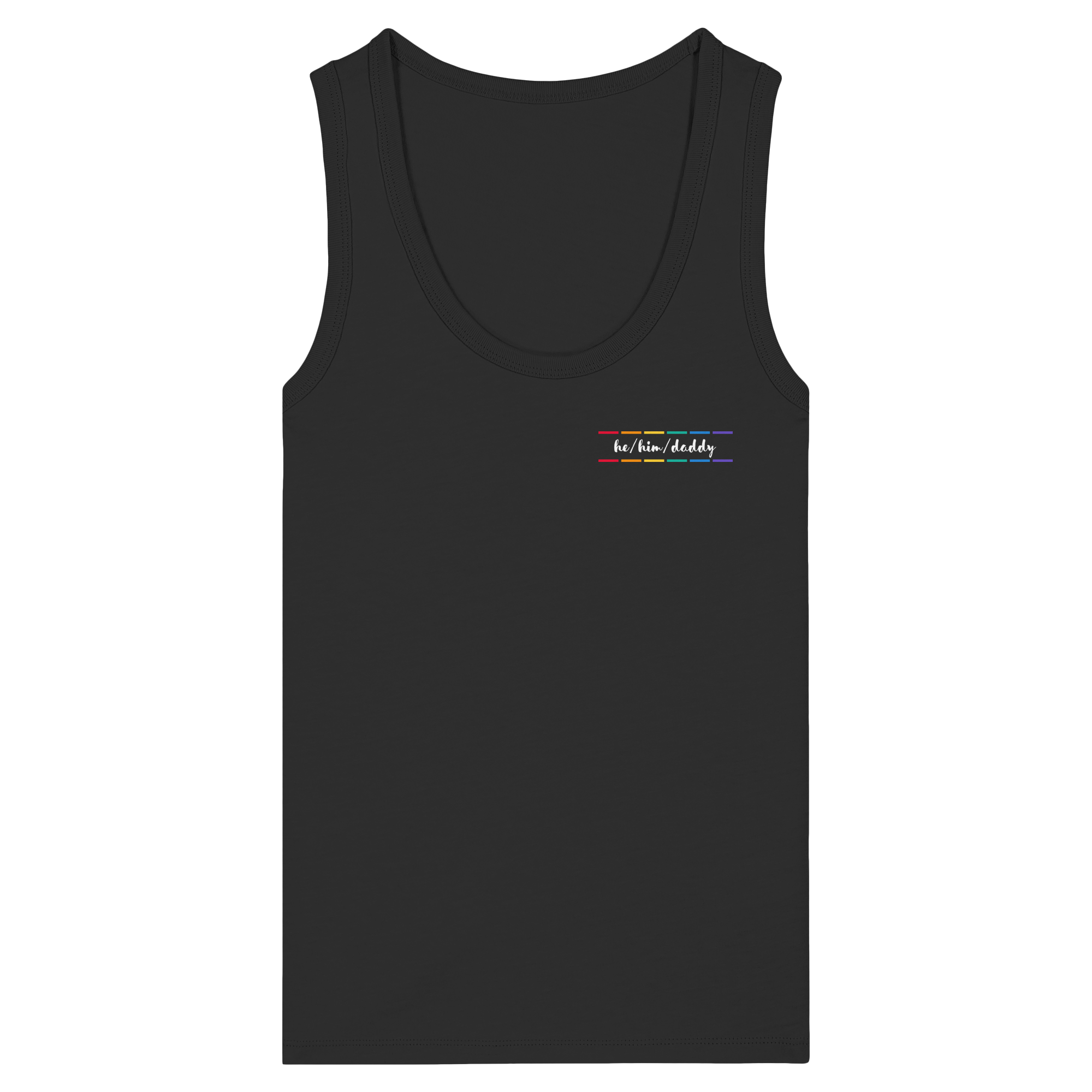 he/him/daddy "Pride Stripes Edition" - Womens Organic Fitted Tank Top