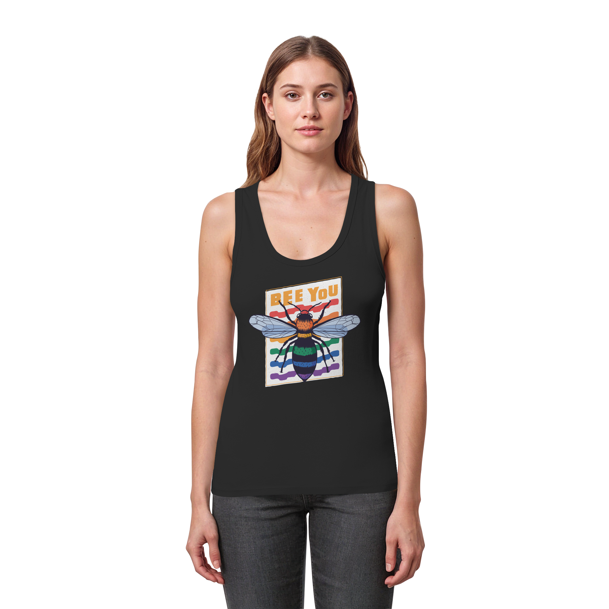 Bee You "Rainbow Edition" - Womens Organic Fitted Tank Top