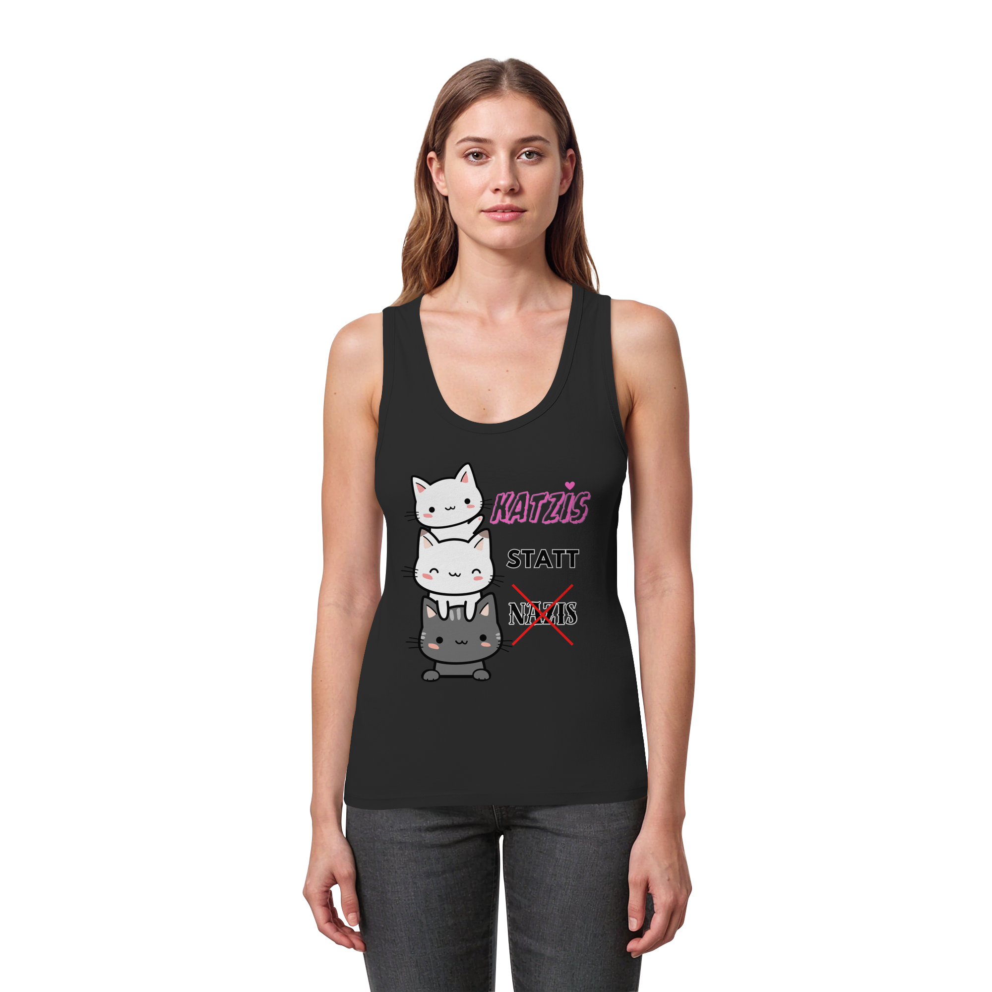 Katzis statt Nazis - Womens Organic Fitted Tank Top