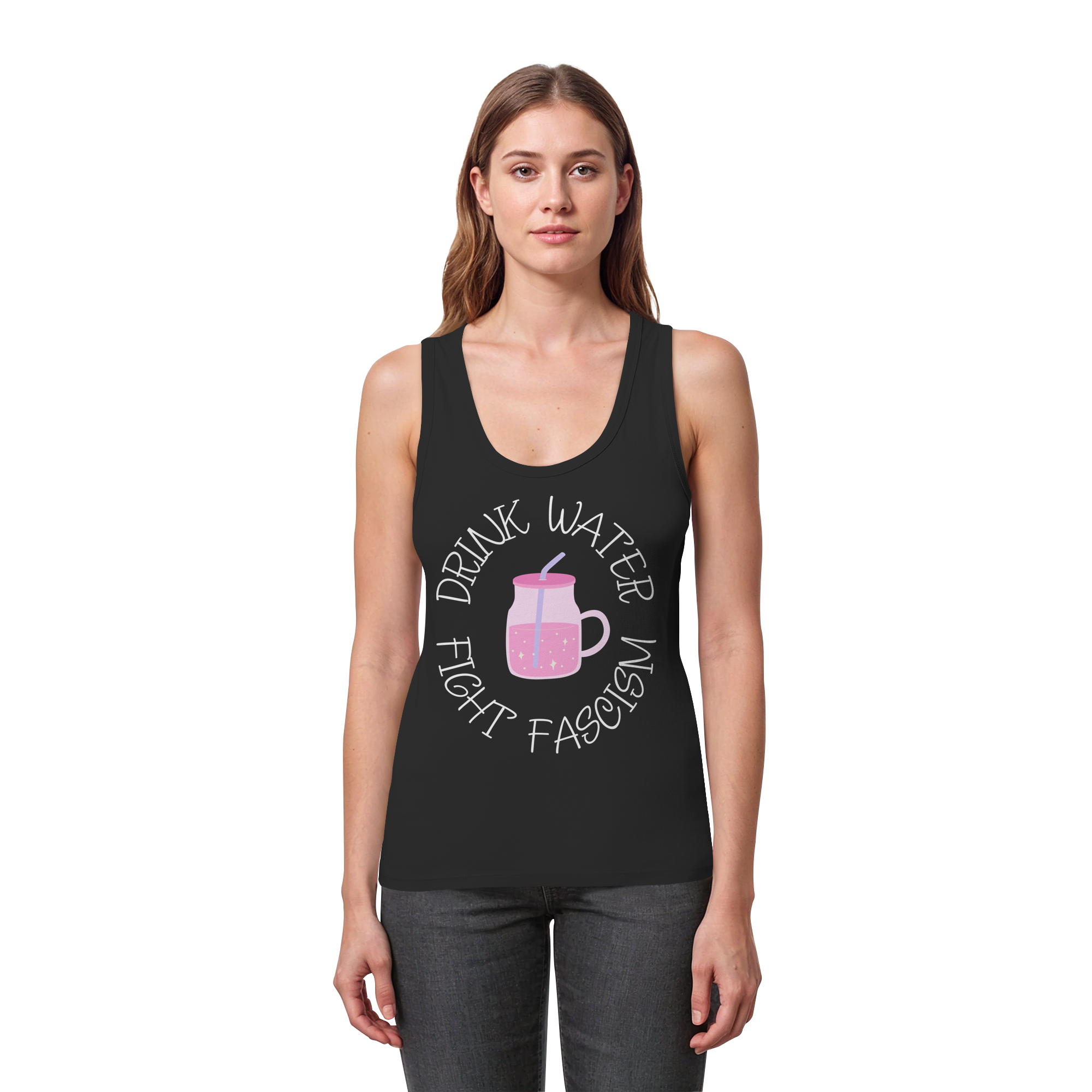 Drink Water Fight Fascism - Womens Organic Fitted Tank Top