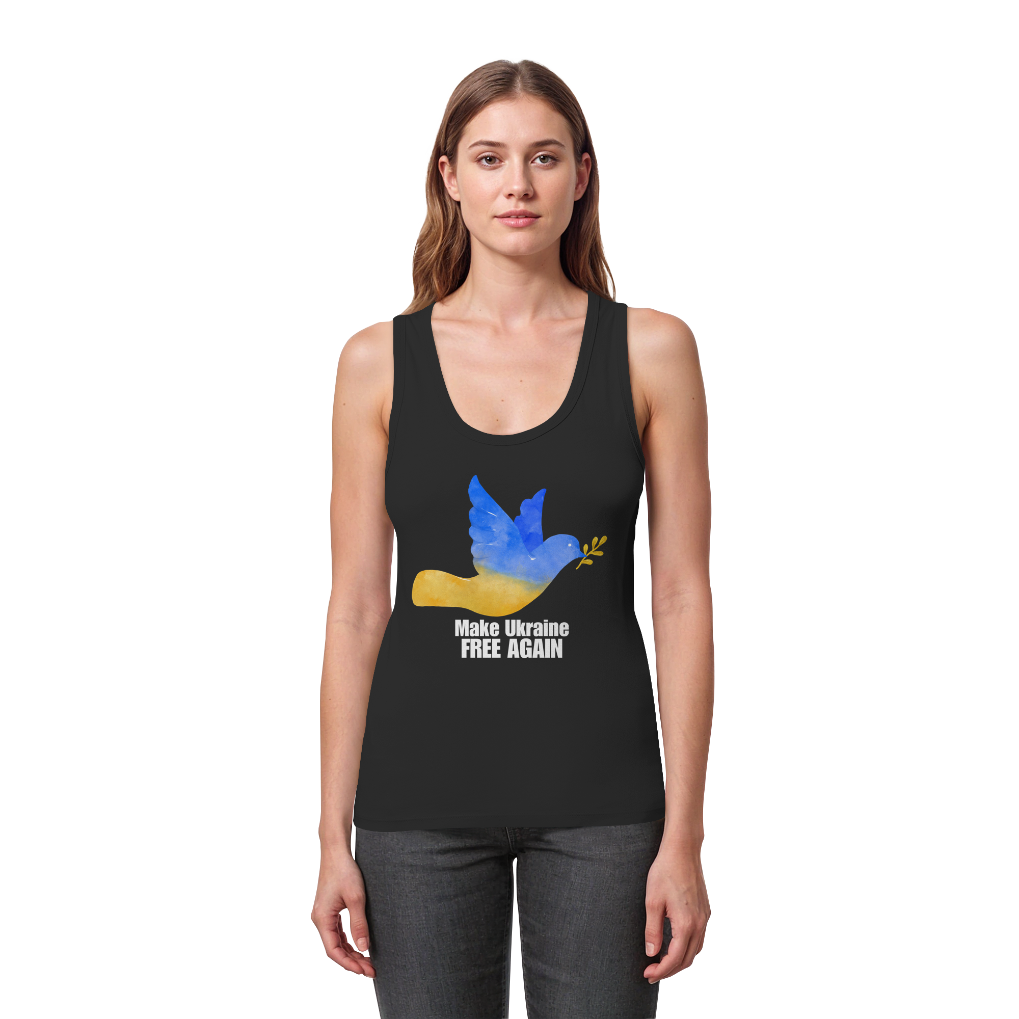 Make Ukraine Free Again "Dove Edition" - Womens Organic Fitted Tank Top