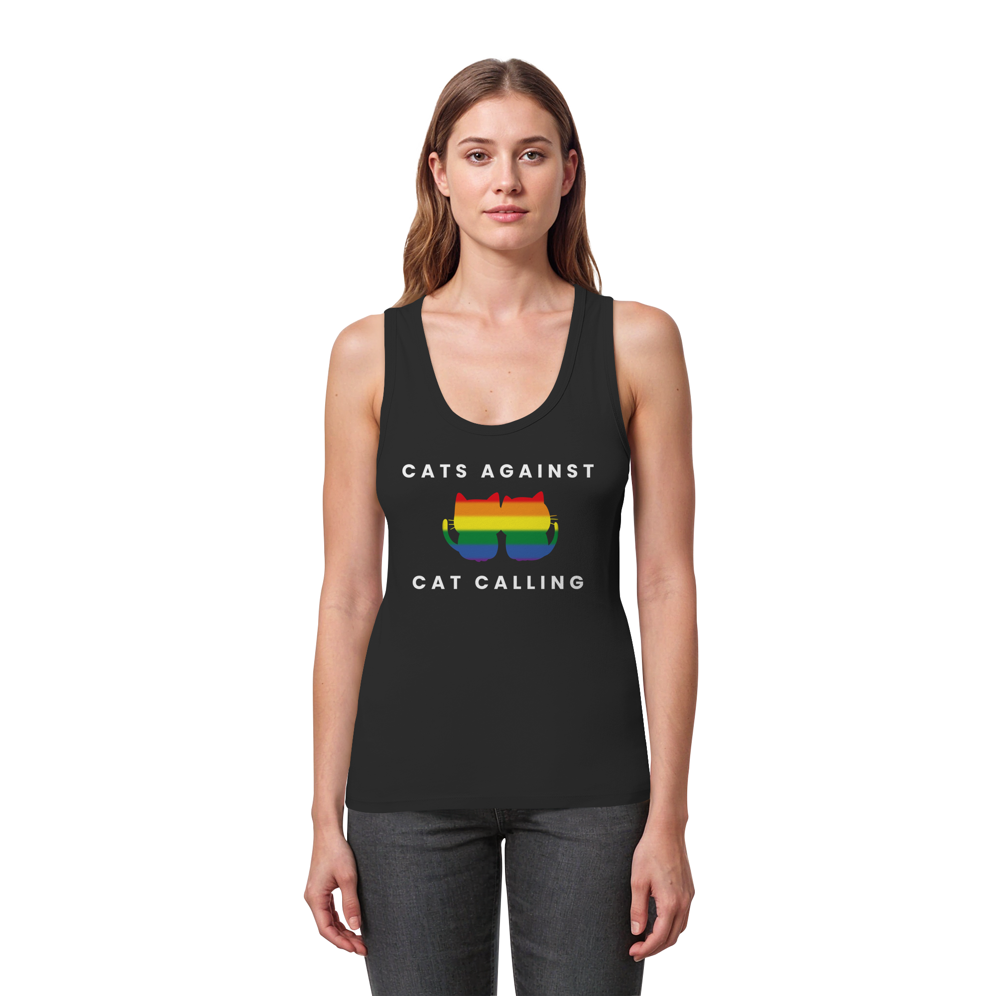 Cats Against Catcalling "Rainbow Edition" - Womens Organic Fitted Tank Top
