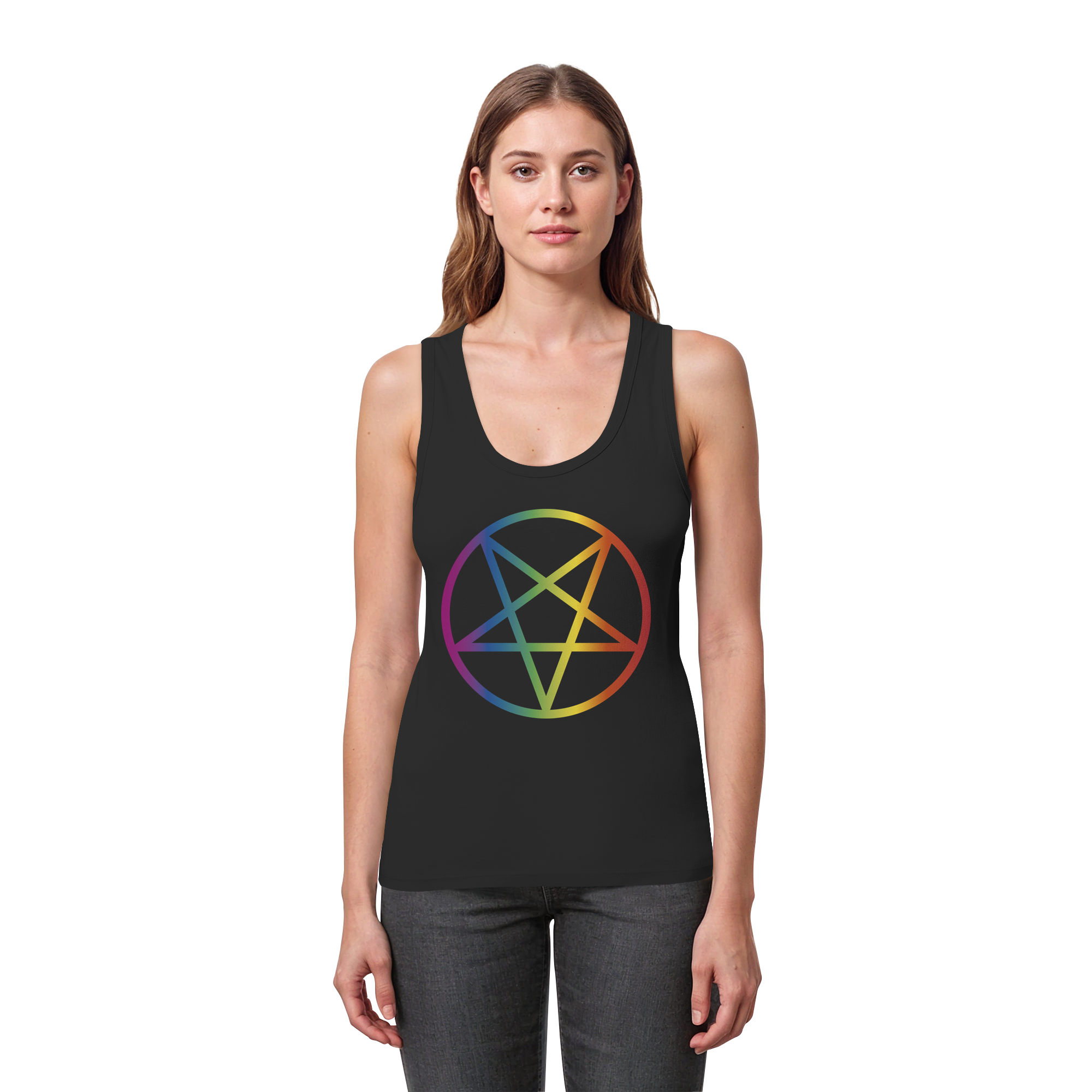 Regenbogen Pentagramm - Womens Organic Fitted Tank Top