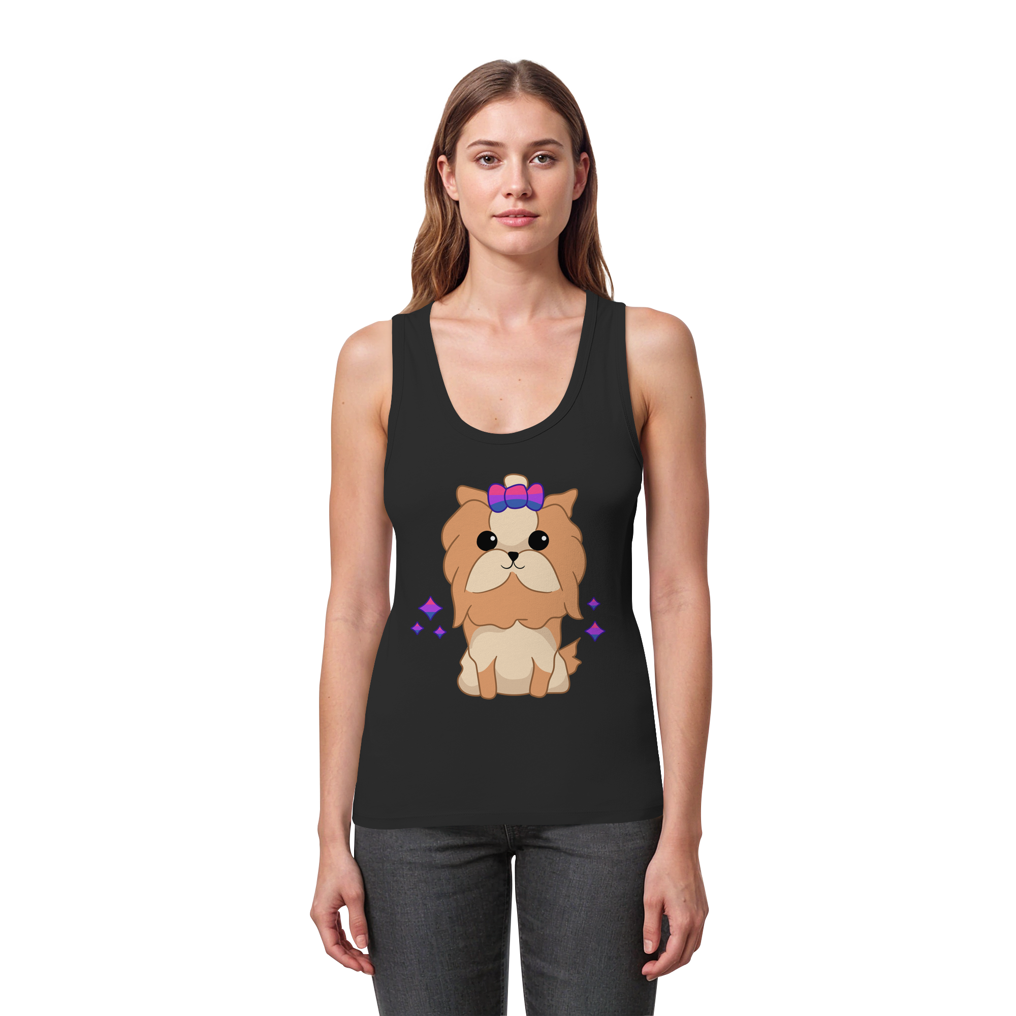 Cute Bisexual Dog - Womens Organic Fitted Tank Top