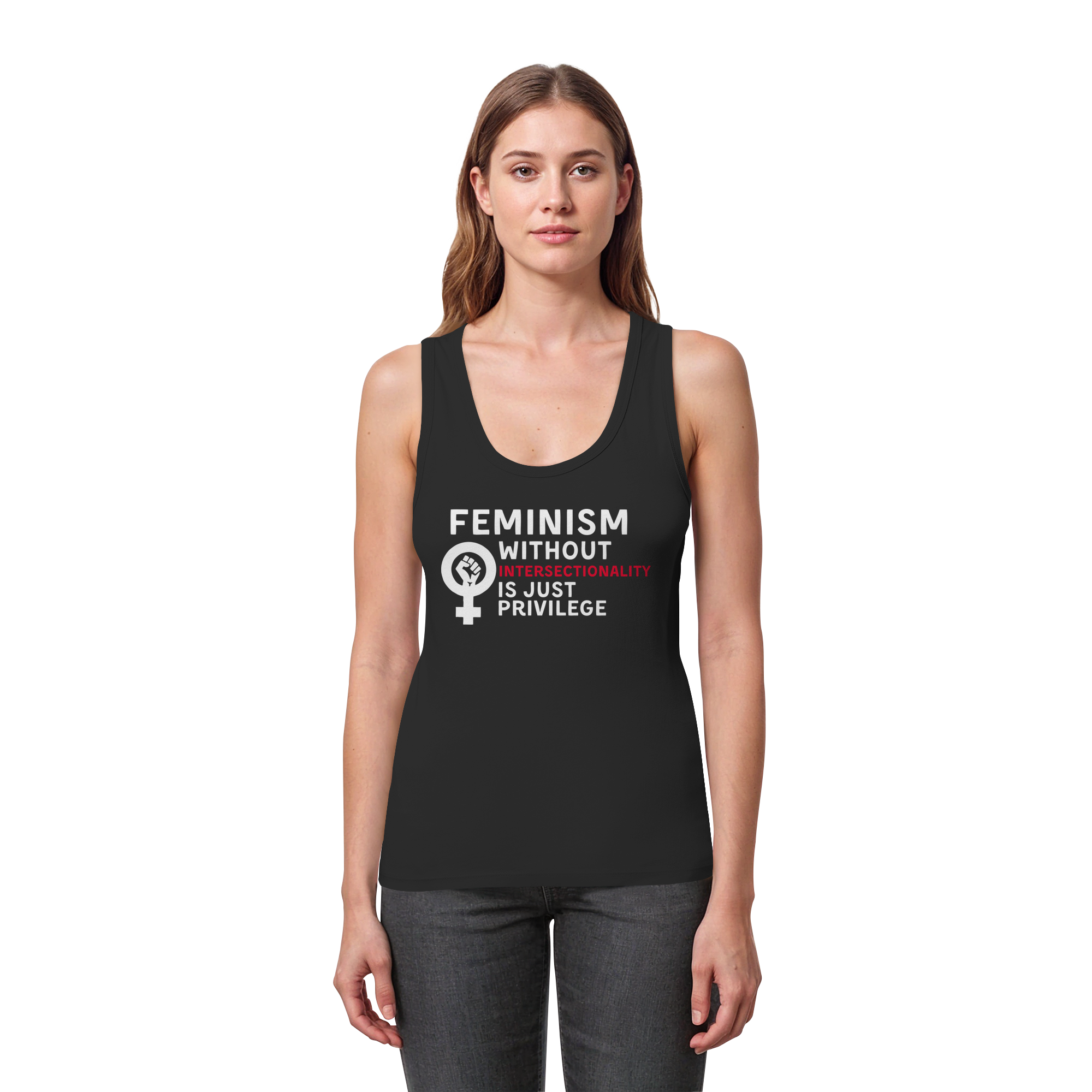 Feminism without Intersectionality is just Privilege - Womens Organic Fitted Tank Top