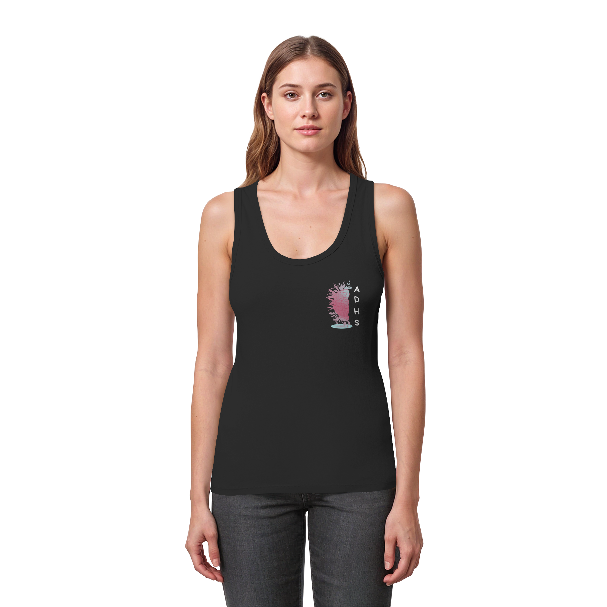 ADHS Aktiv Direkt Humorvoll Sozial Backprint - Womens Organic Fitted Tank Top