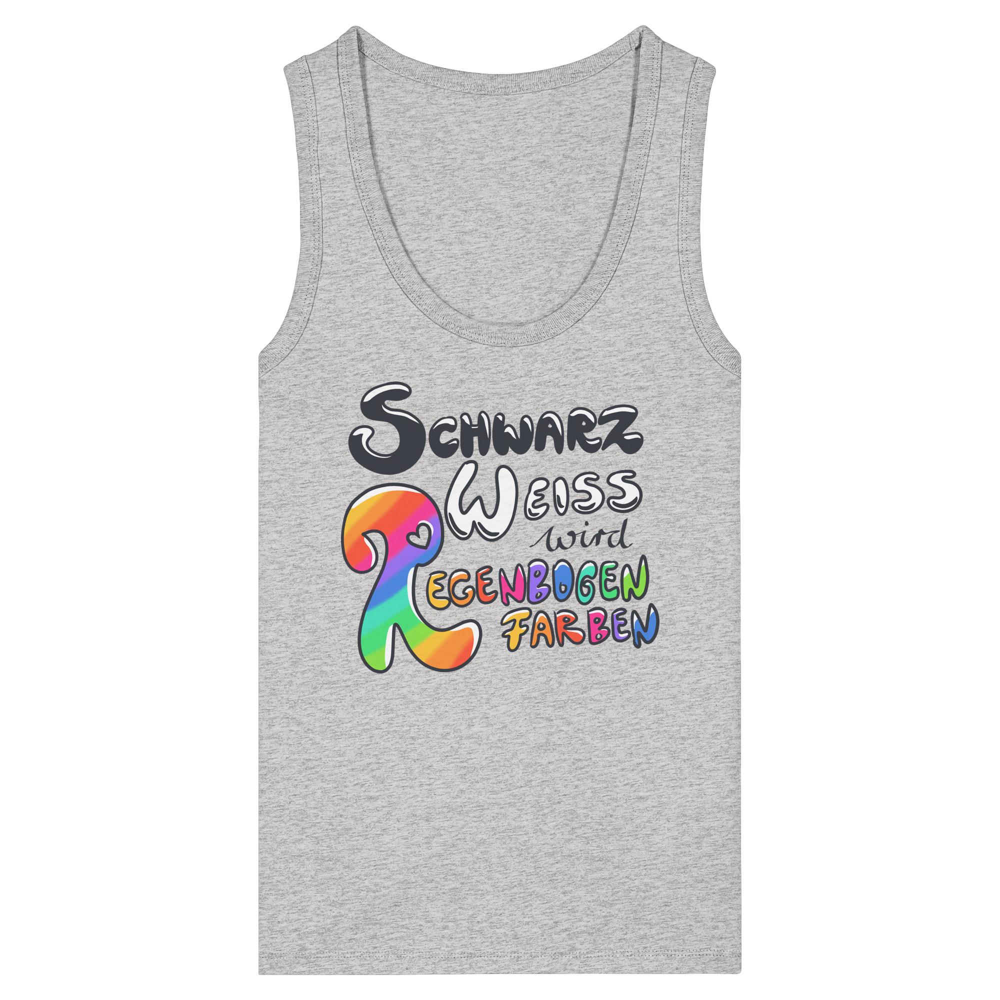 Schwarz Weiß wird Regenbogen Farben Frontprint (hell) - Womens Organic Fitted Tank Top