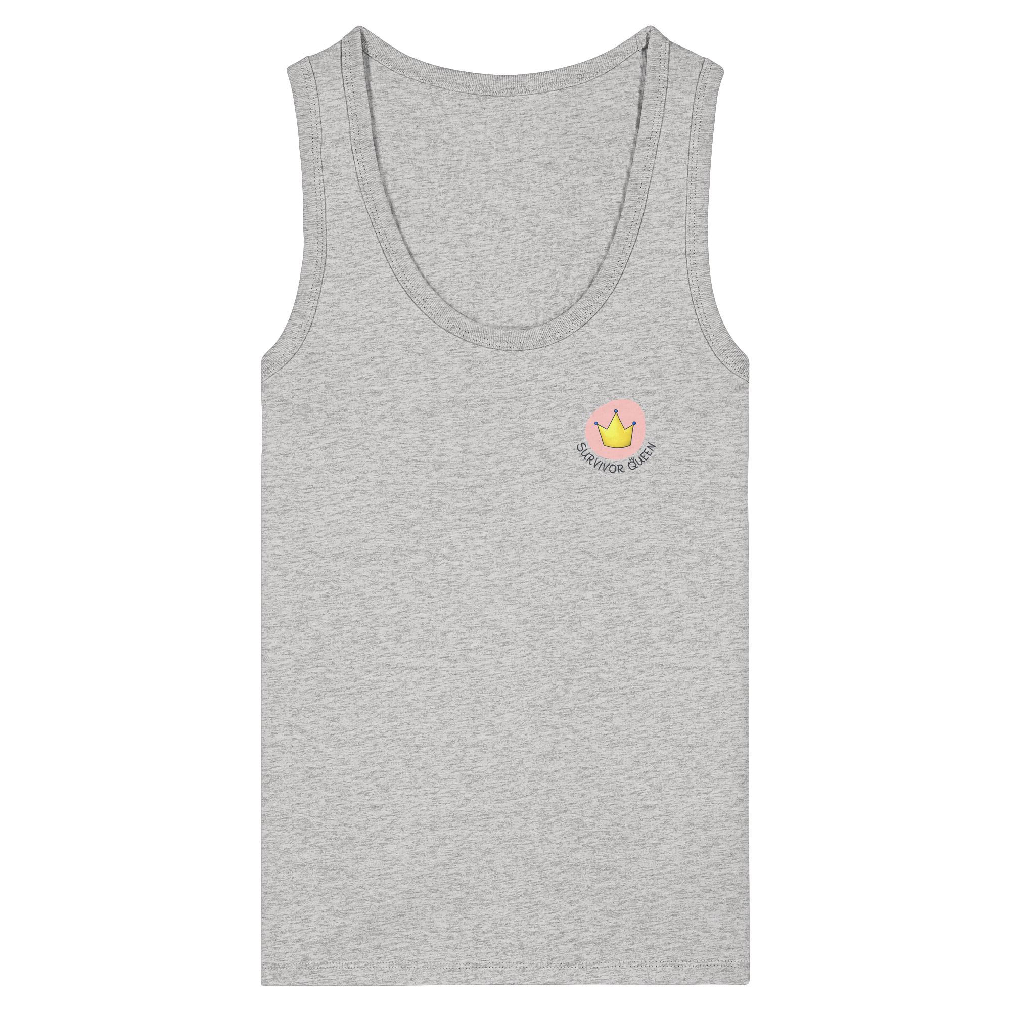 Survivor Queens Logo "Schriftzug Edition" mit Seelenmännchen "Selbstverteidigung Edition" Backprint (hell) - Womens Organic Fitted Tank Top