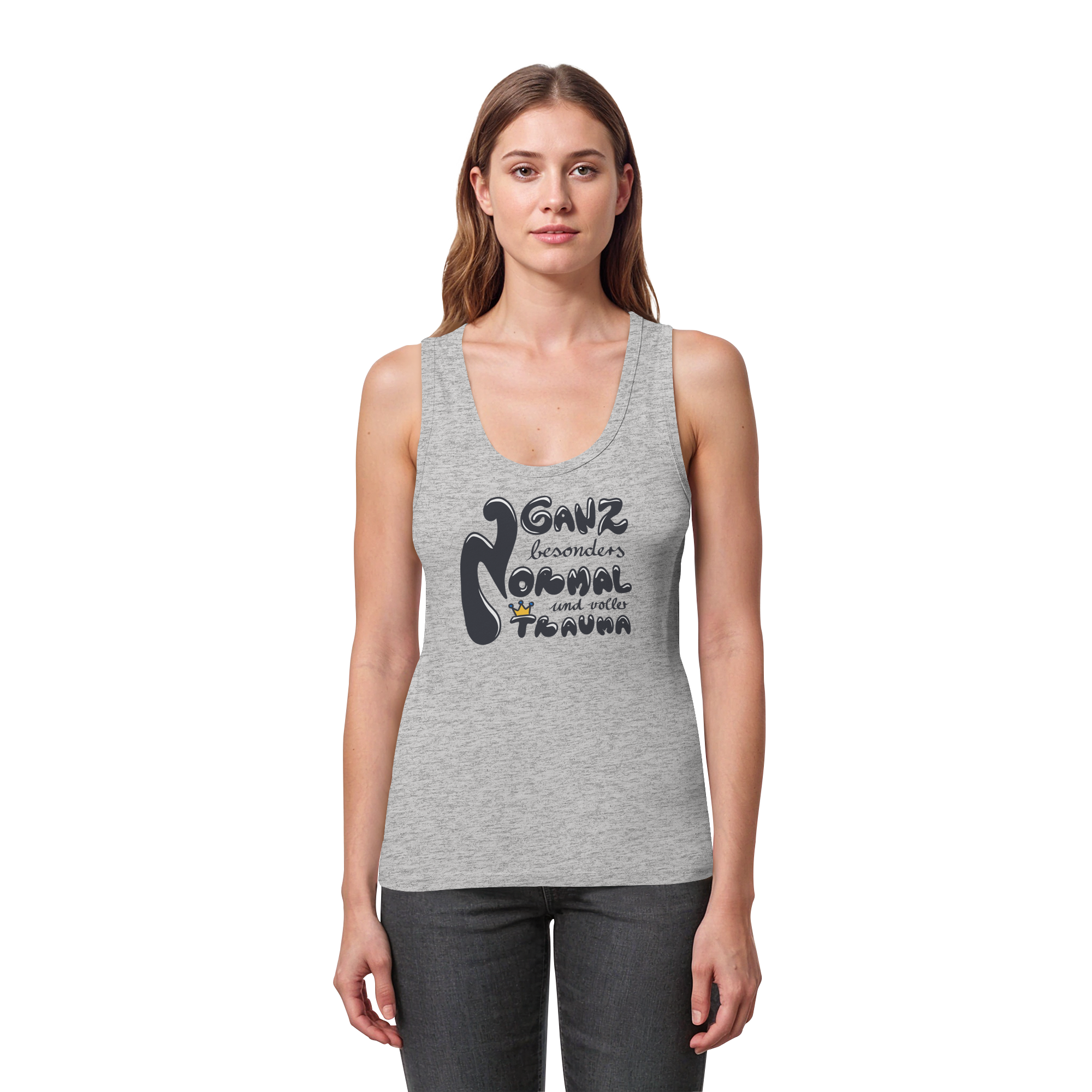 Ganz besonders Normal und voller Trauma "Schwarze Edition" - Womens Organic Fitted Tank Top