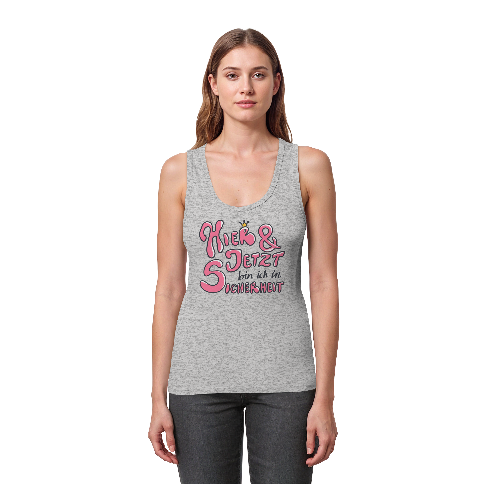Hier und jetzt bin ich in Sicherheit "Pinke Edition" - Womens Organic Fitted Tank Top