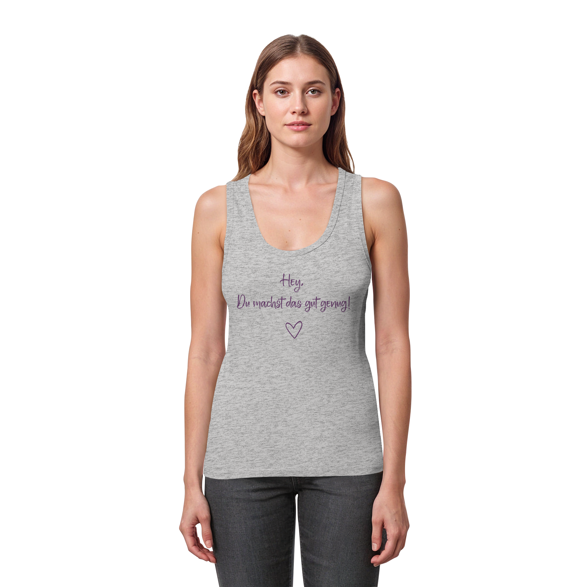 Hey, Du machst das gut genug! "Lila Herz Edition" - Womens Organic Fitted Tank Top