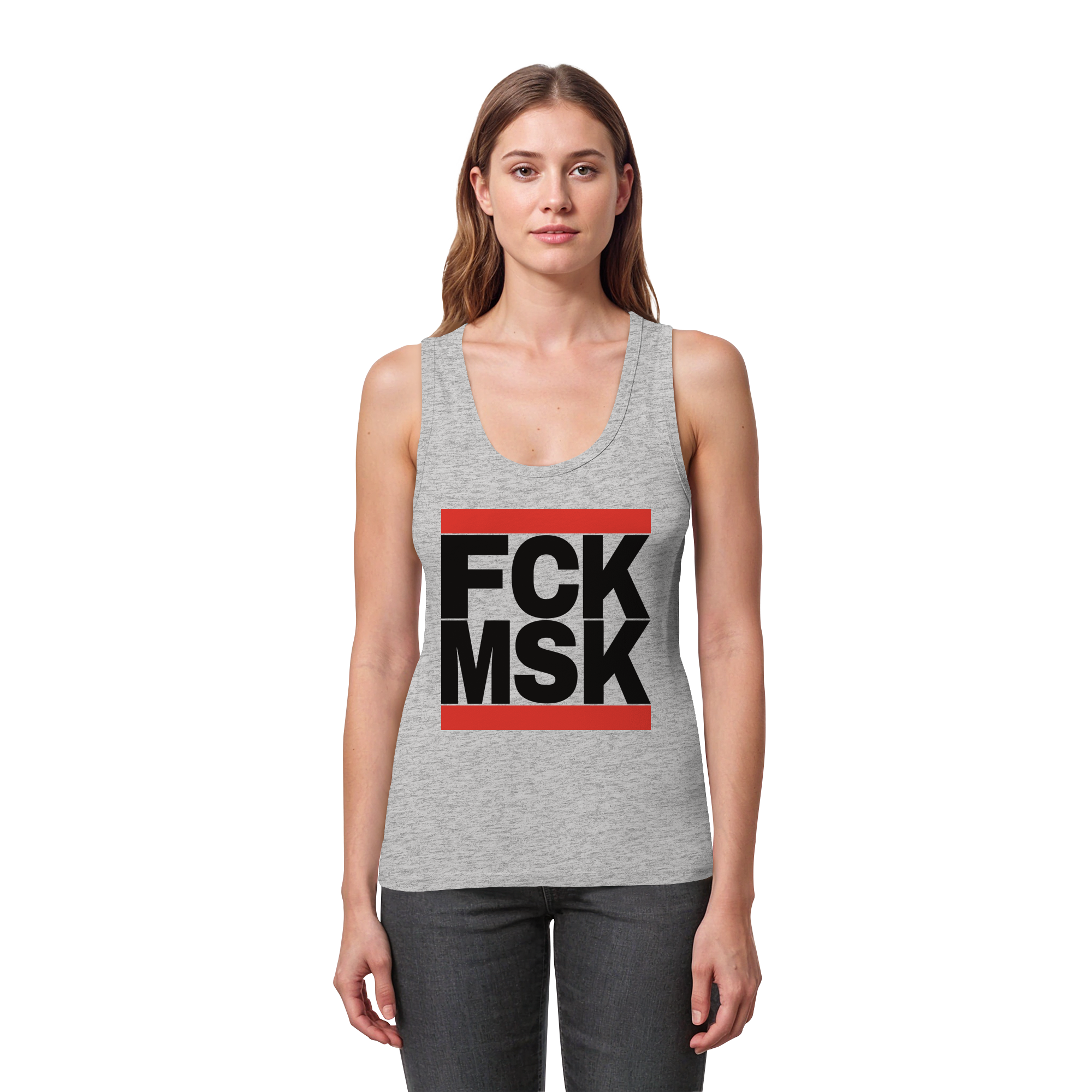 FCK MSK (schwarze Schrift) - Womens Organic Fitted Tank Top