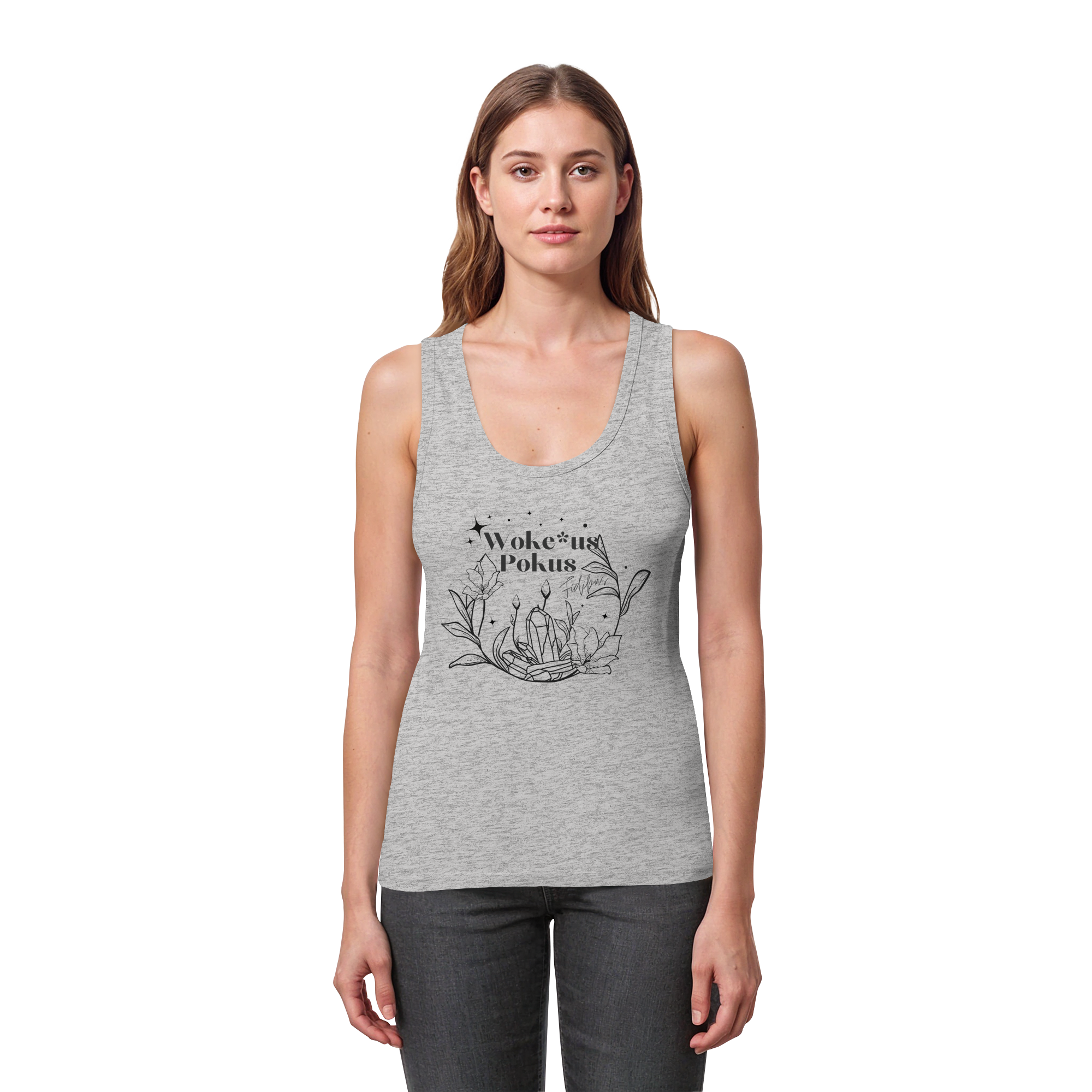 Woke*us Pokus (schwarze Schrift) - Womens Organic Fitted Tank Top