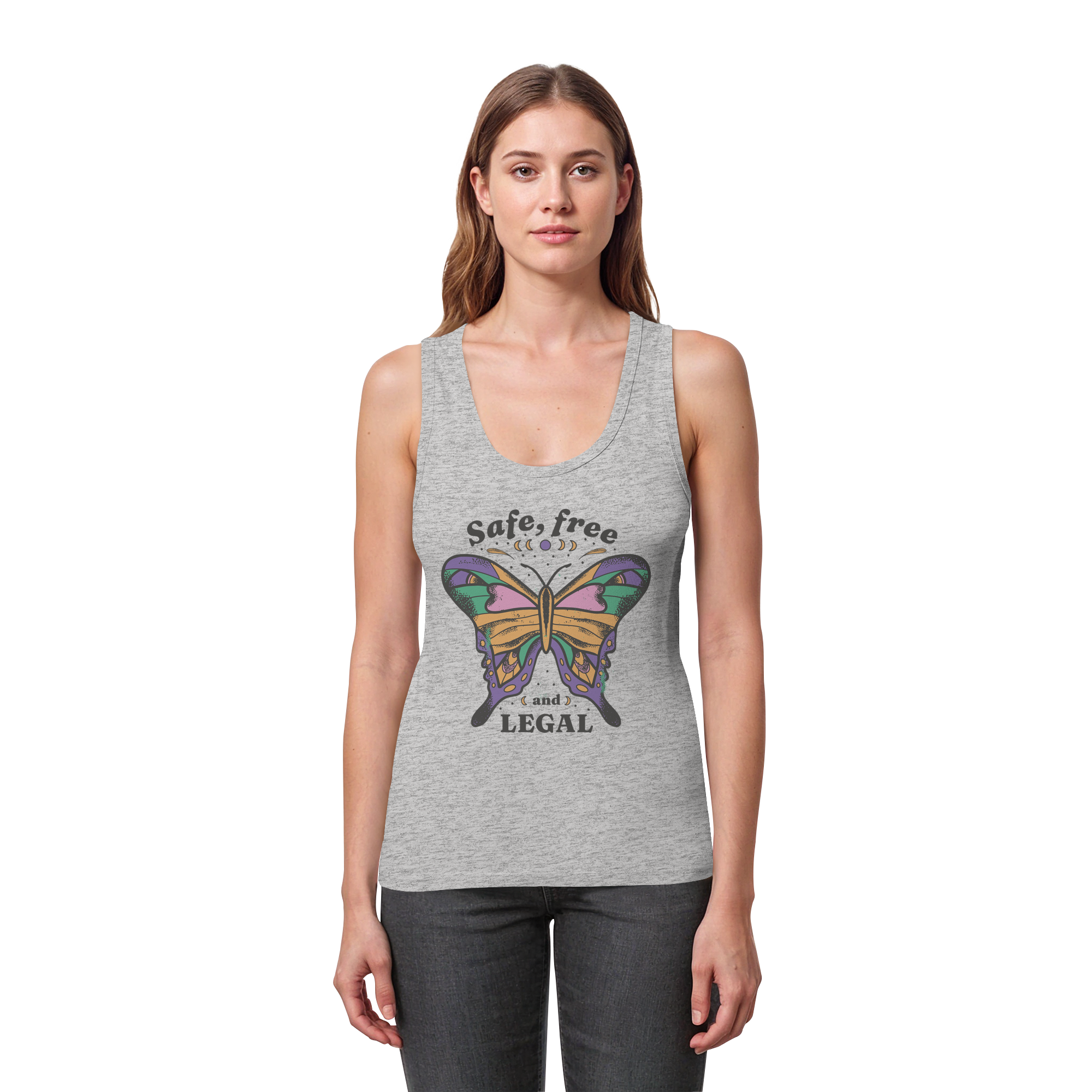 Safe Free Legal "Schmetterling Edition" - Womens Organic Fitted Tank Top