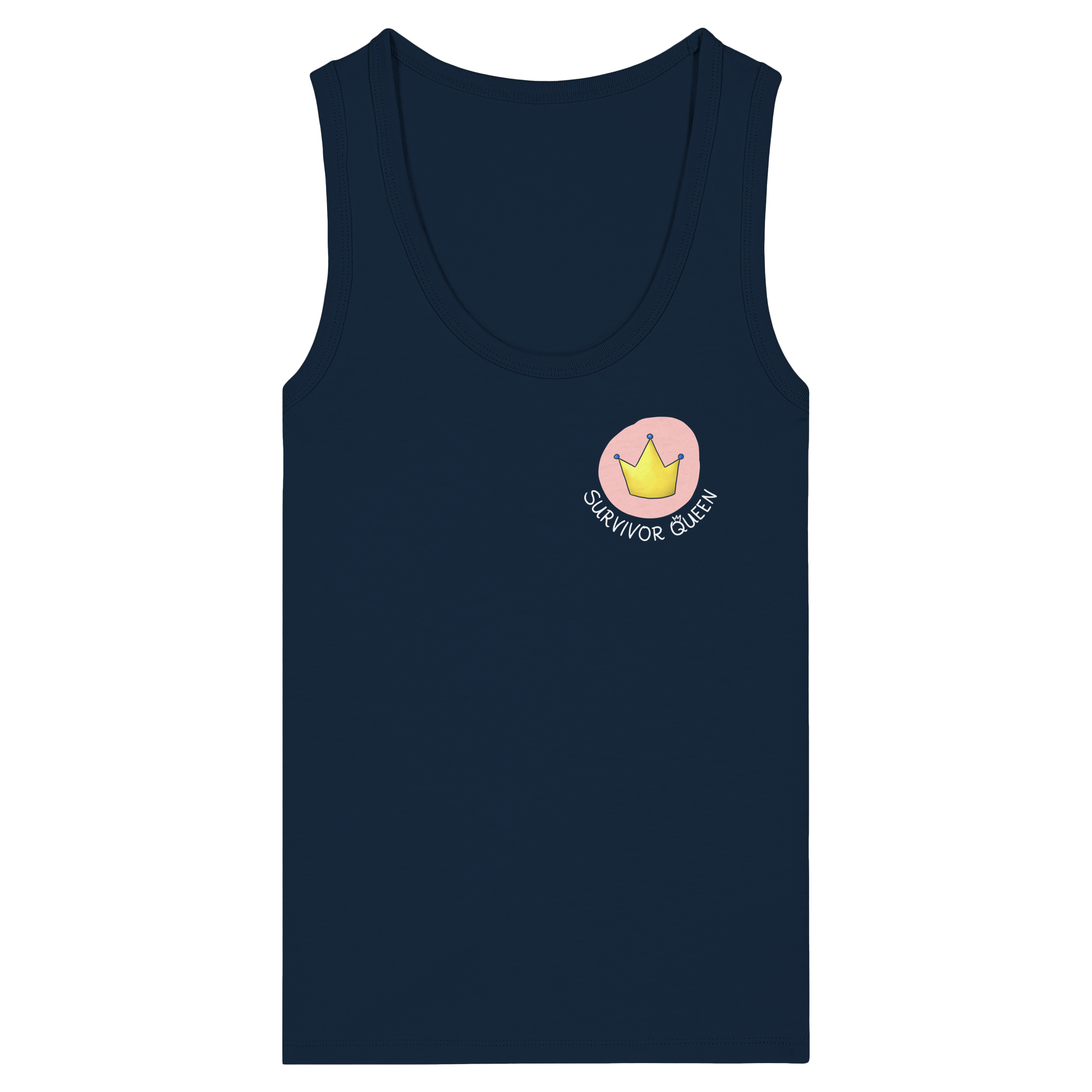 Survivor Queens Logo mit "Mein Körper gehört mir" Backprint (dunkel) - Womens Organic Fitted Tank Top