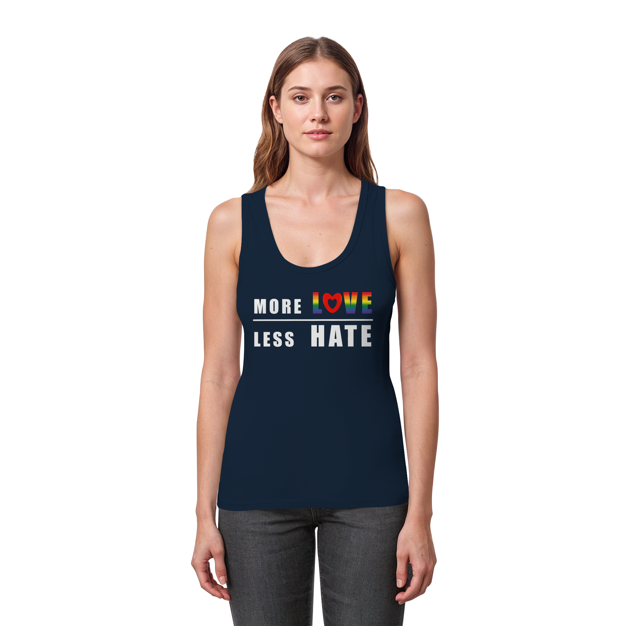 More Love Less Hate "Rainbow Edition" - Womens Organic Fitted Tank Top