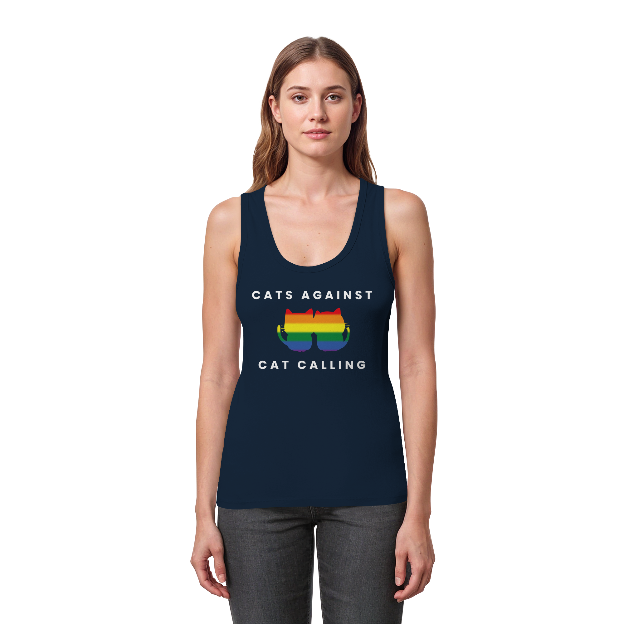 Cats Against Catcalling "Rainbow Edition" - Womens Organic Fitted Tank Top
